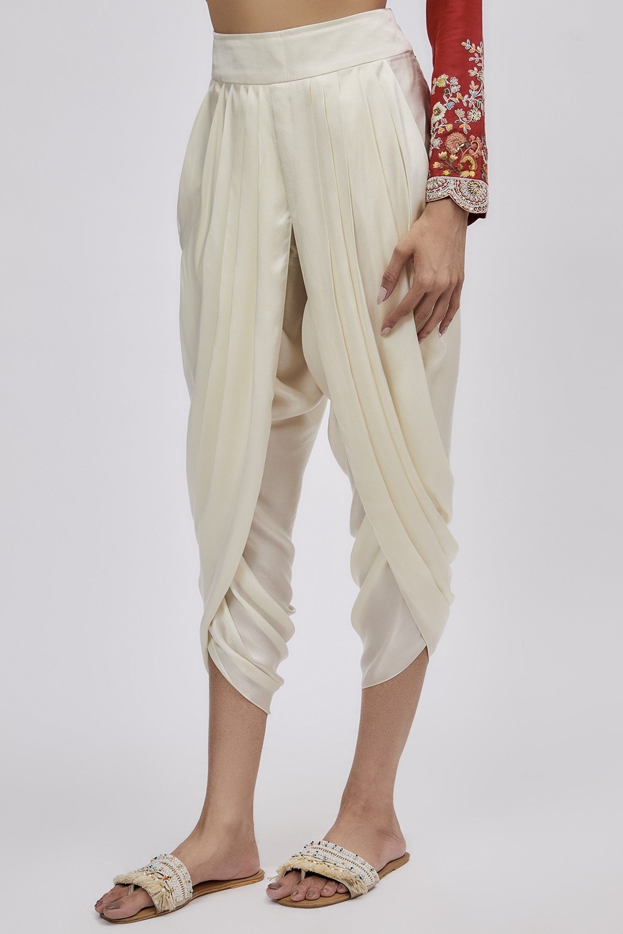White Chanderi Dhoti Pant Set