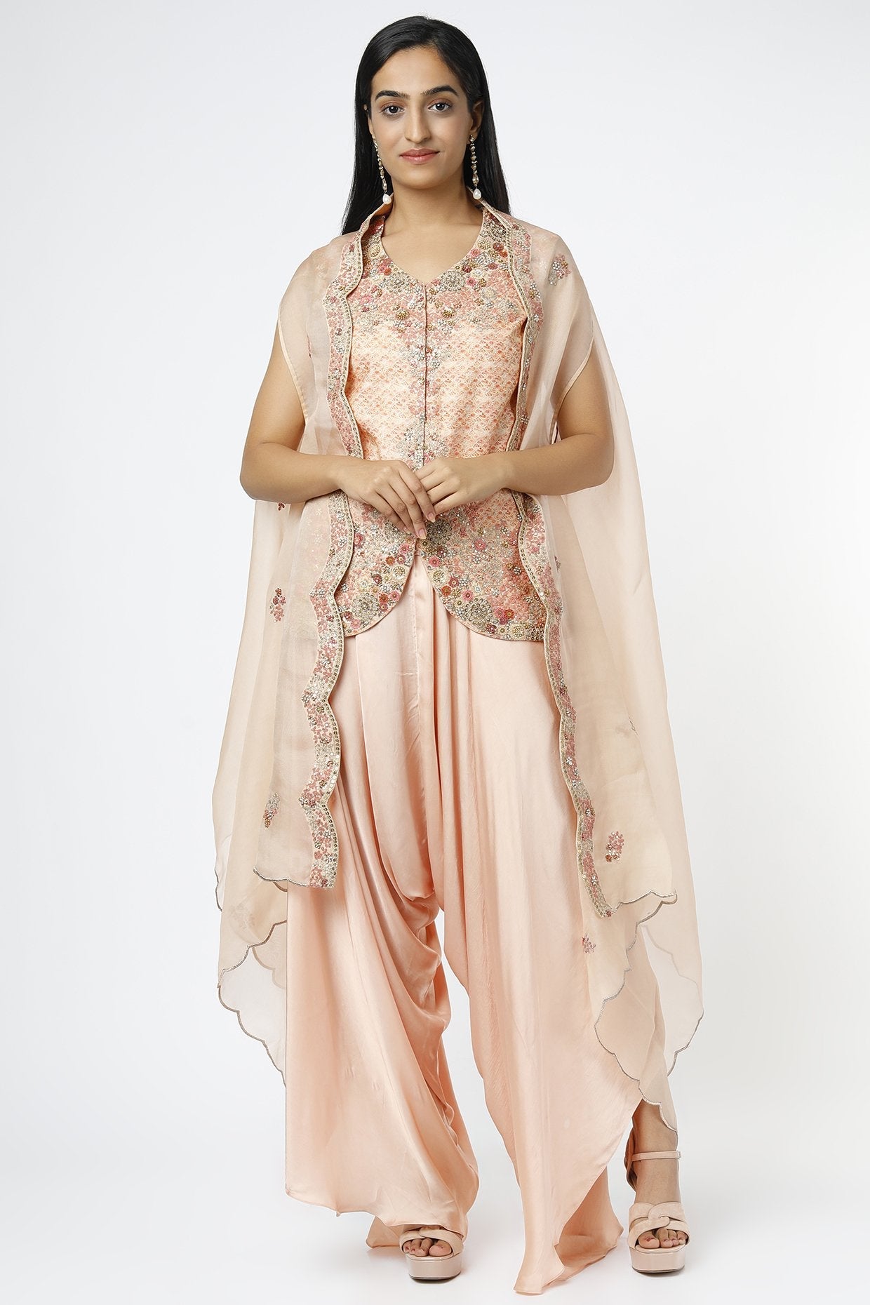 Peach Organza Cape Set