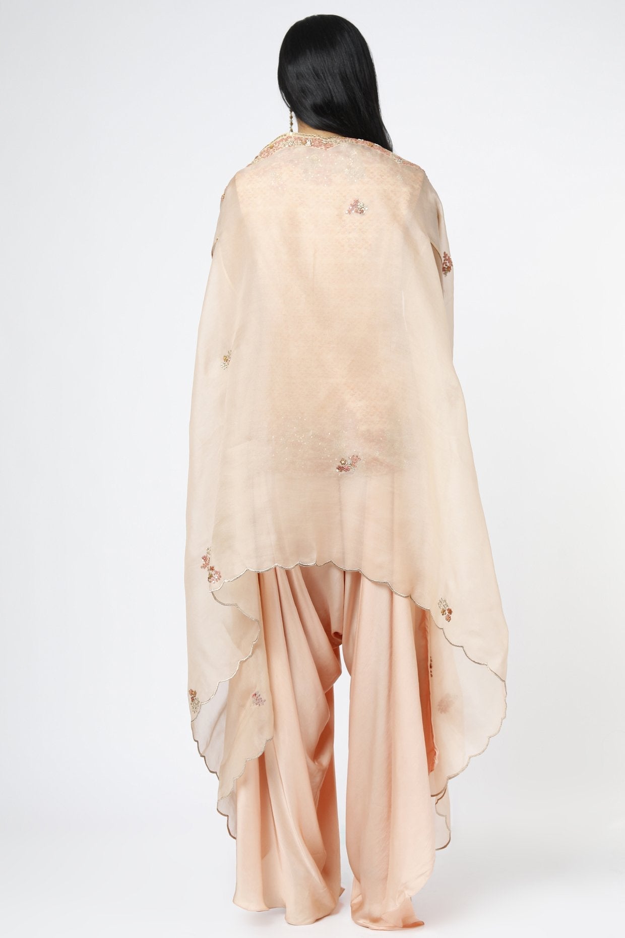 Peach Organza Cape Set