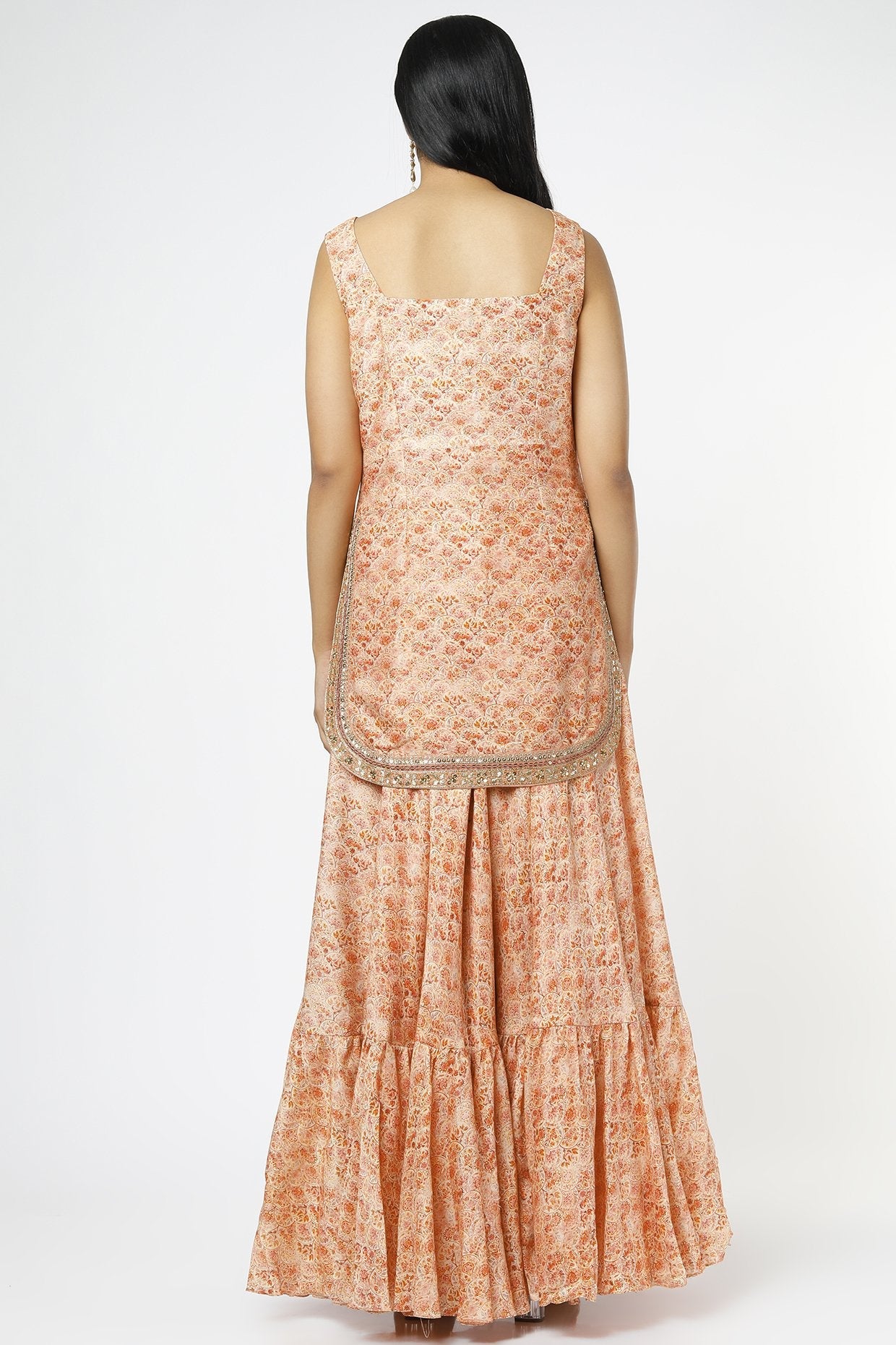 Orange Printed Sharara Set