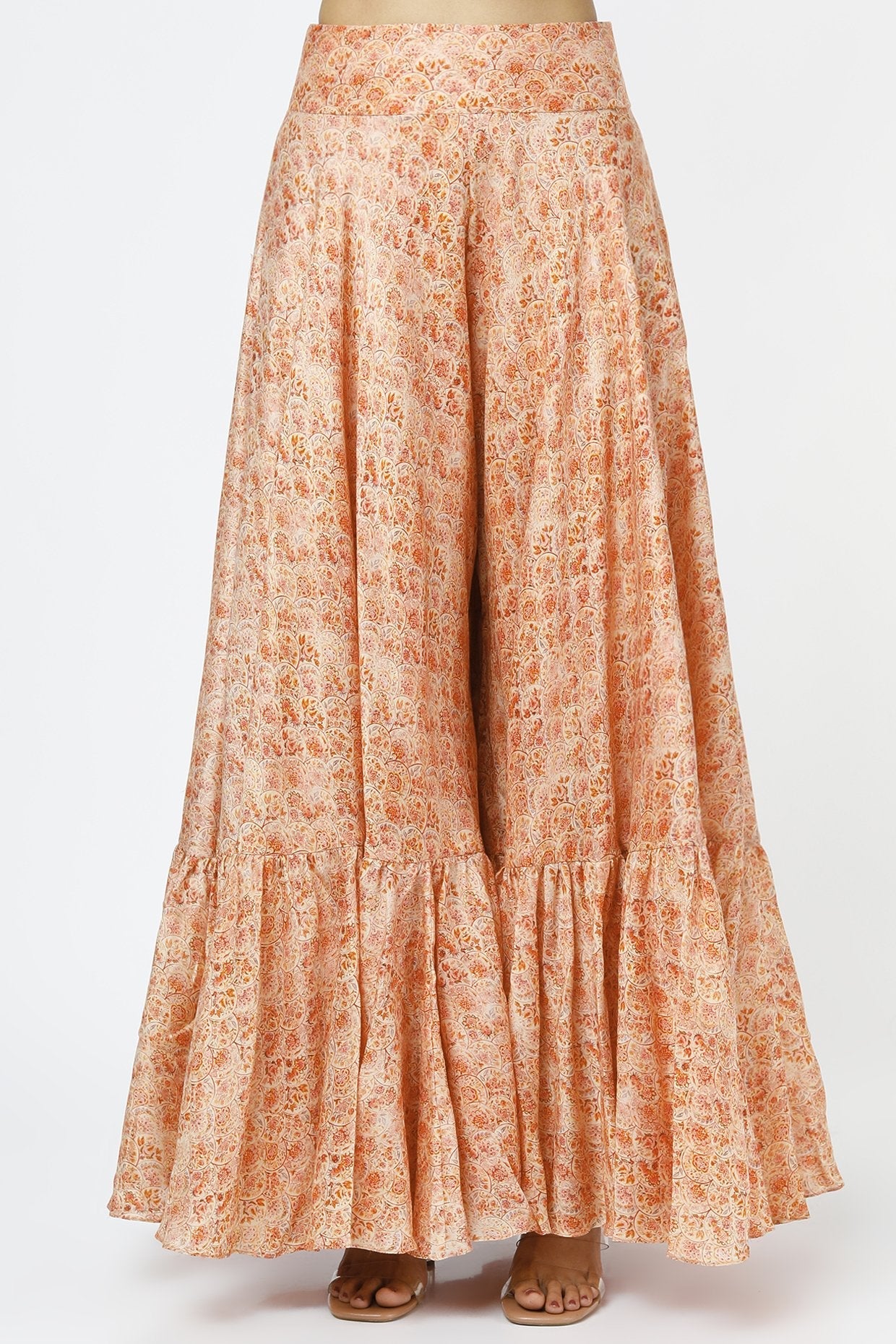 Orange Printed Sharara Set