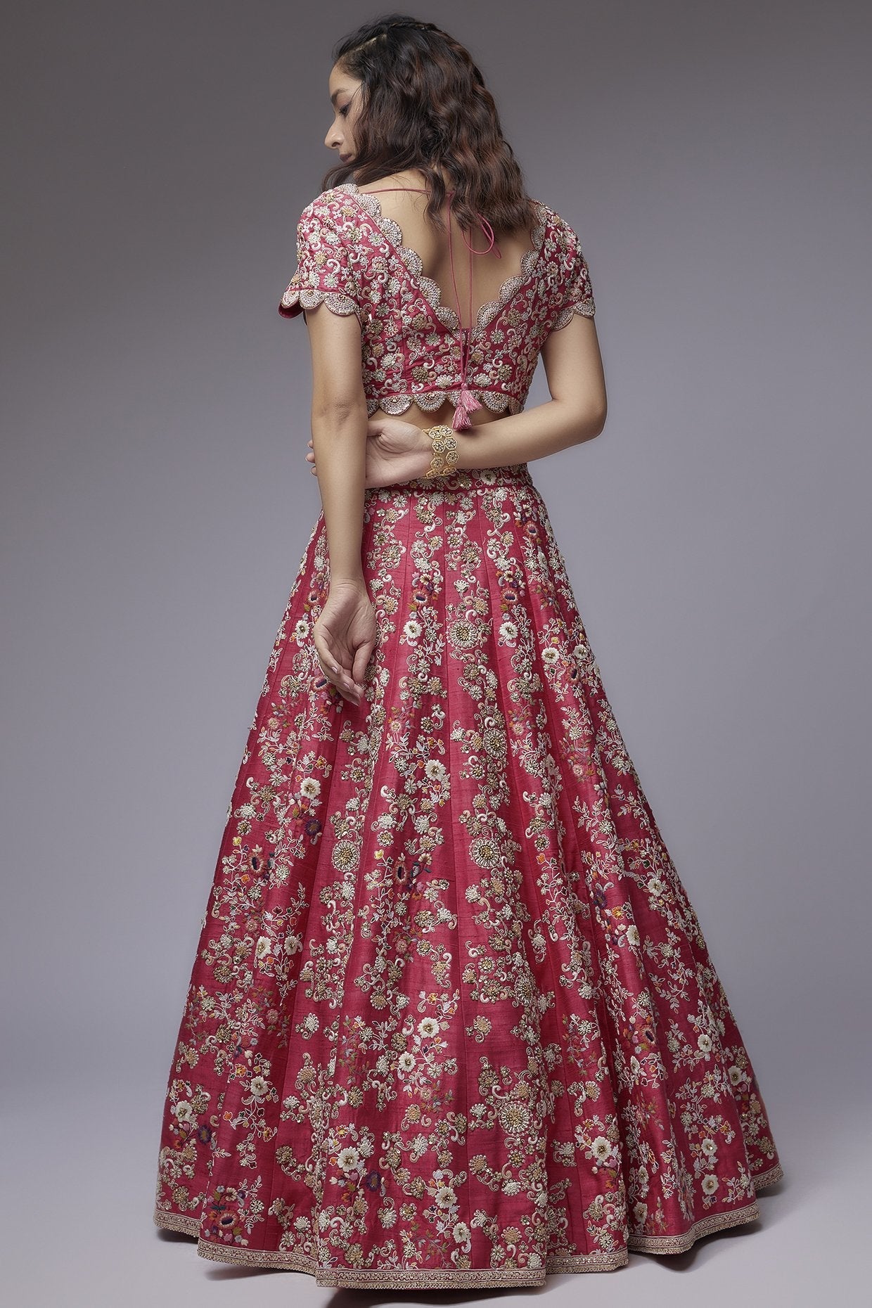 Red Dupion Lehenga Set