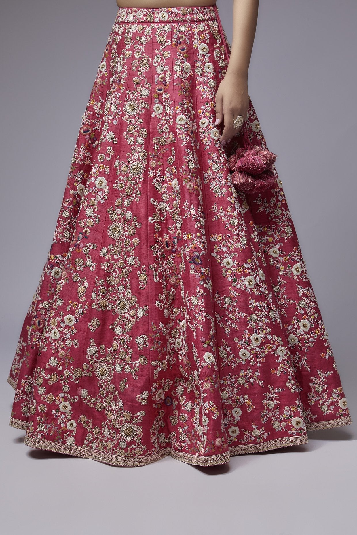 Red Dupion Lehenga Set