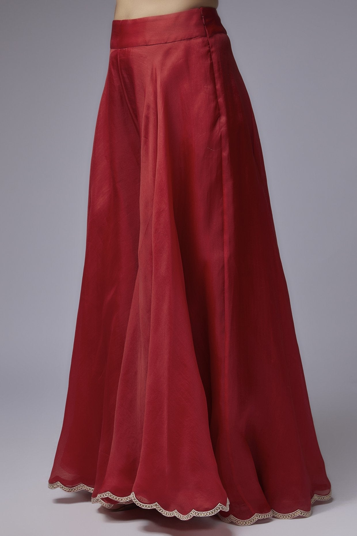 Red Organza Sharara Set