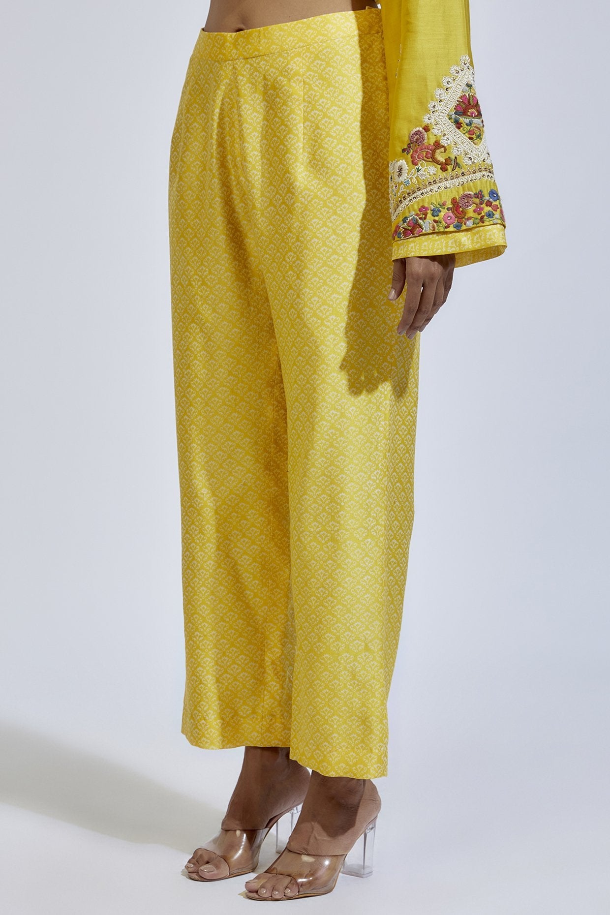 Yellow Chanderi Silk Embroidered Kurta Set