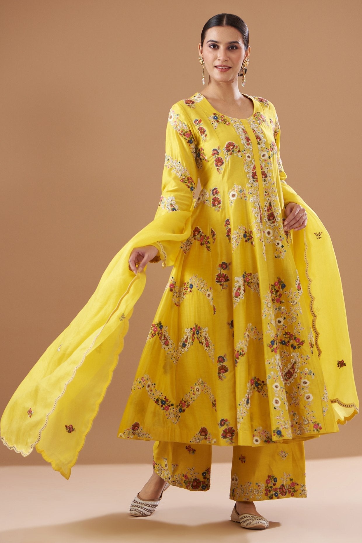 Yellow Chanderi Kurta Set