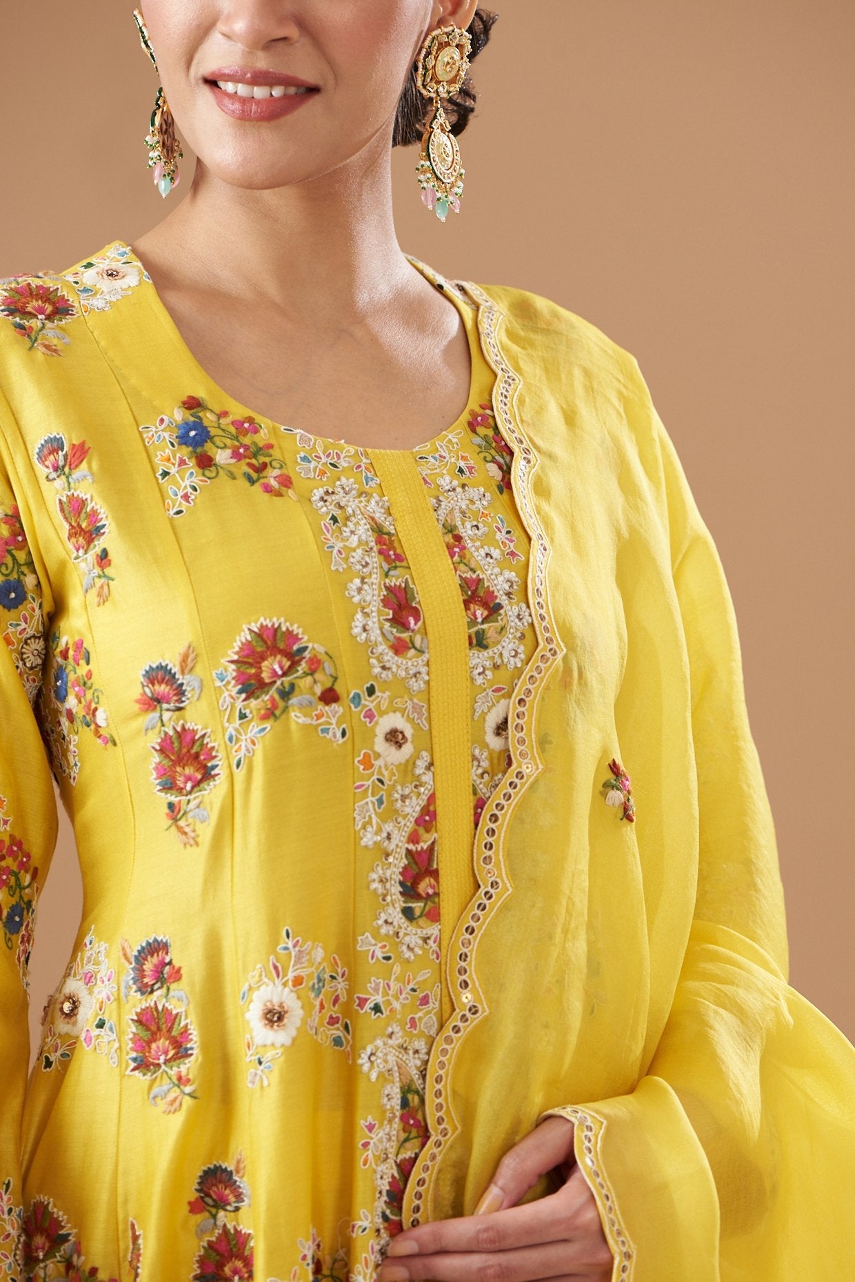Yellow Chanderi Kurta Set