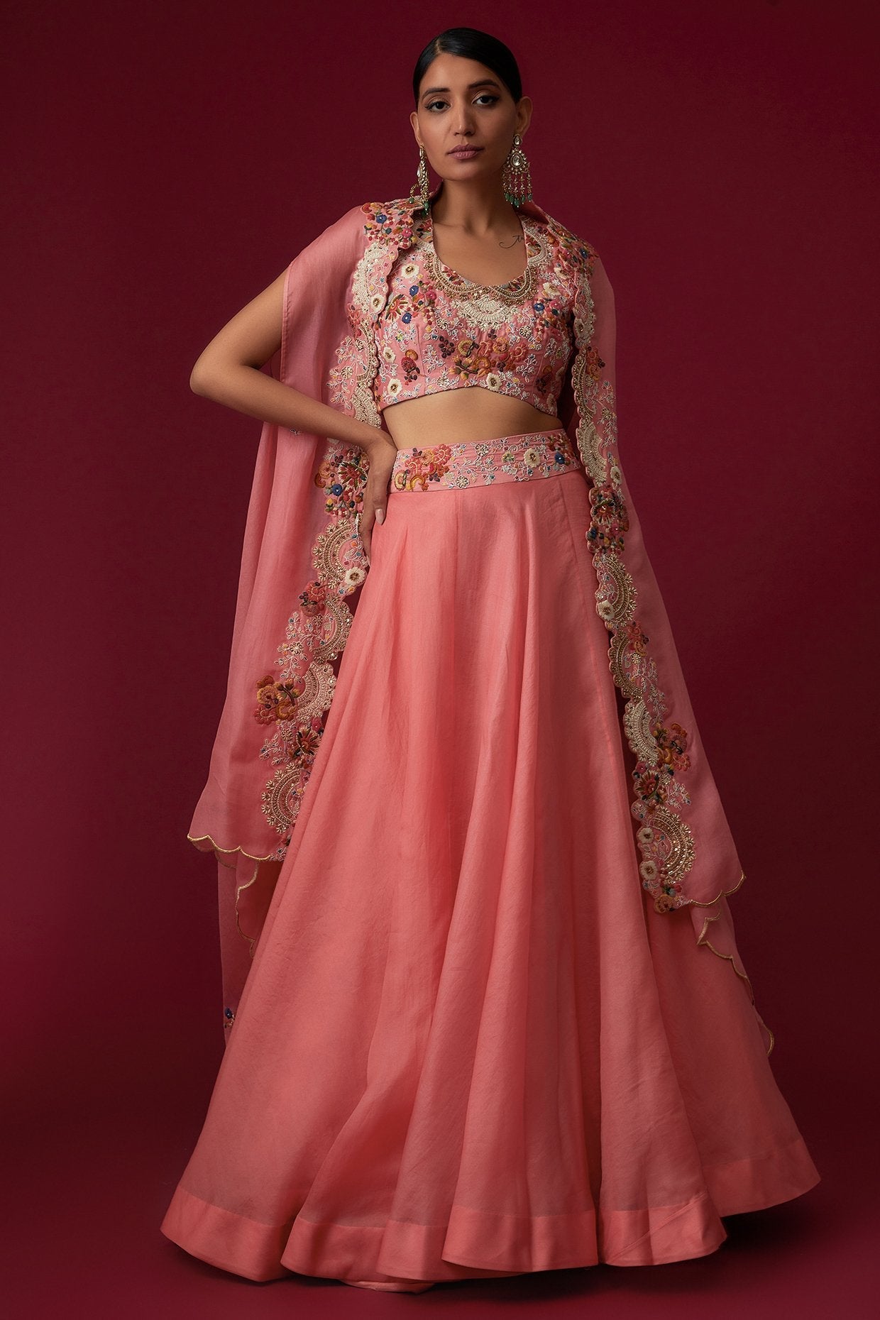 Pink Organza Skirt Set