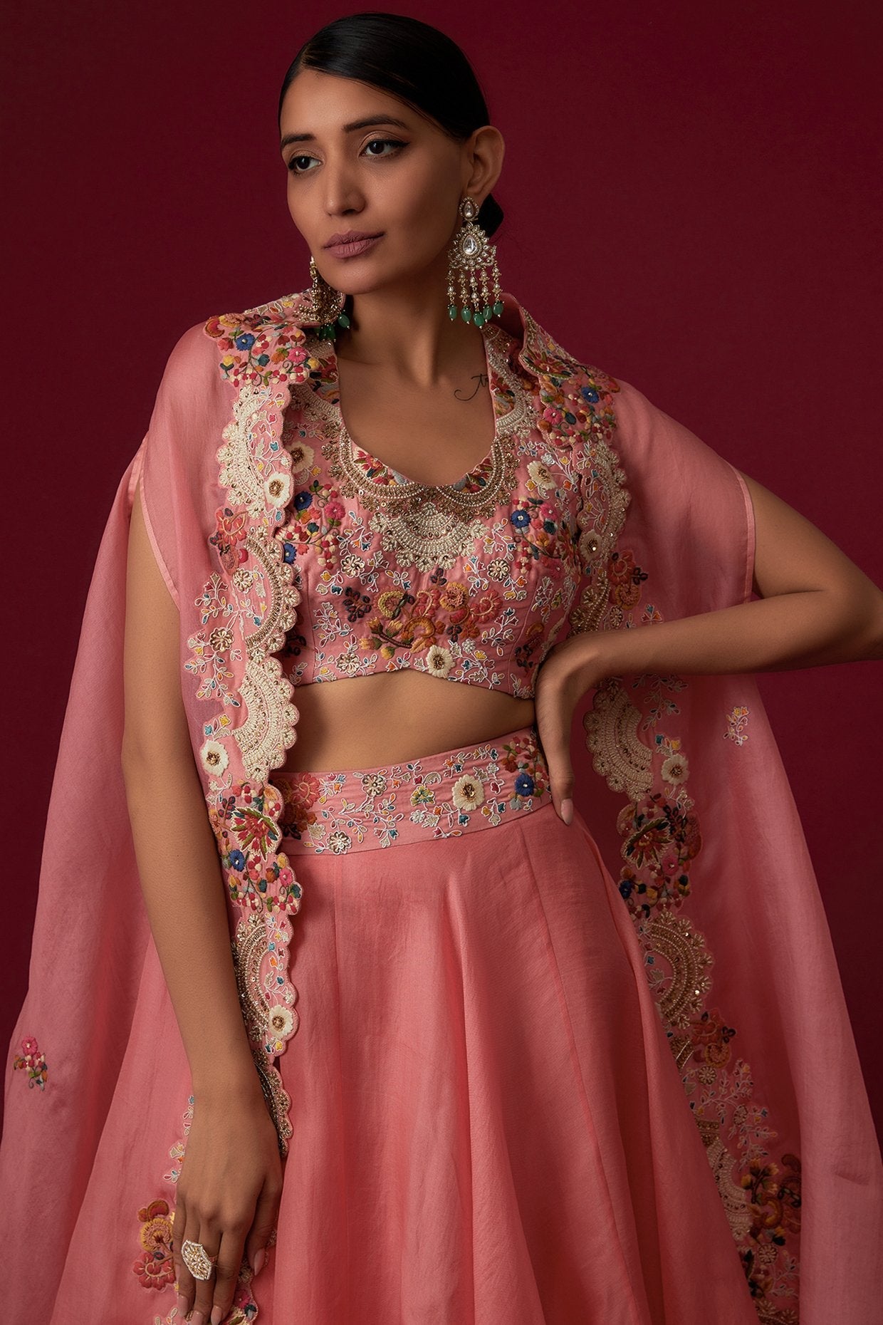 Pink Organza Skirt Set