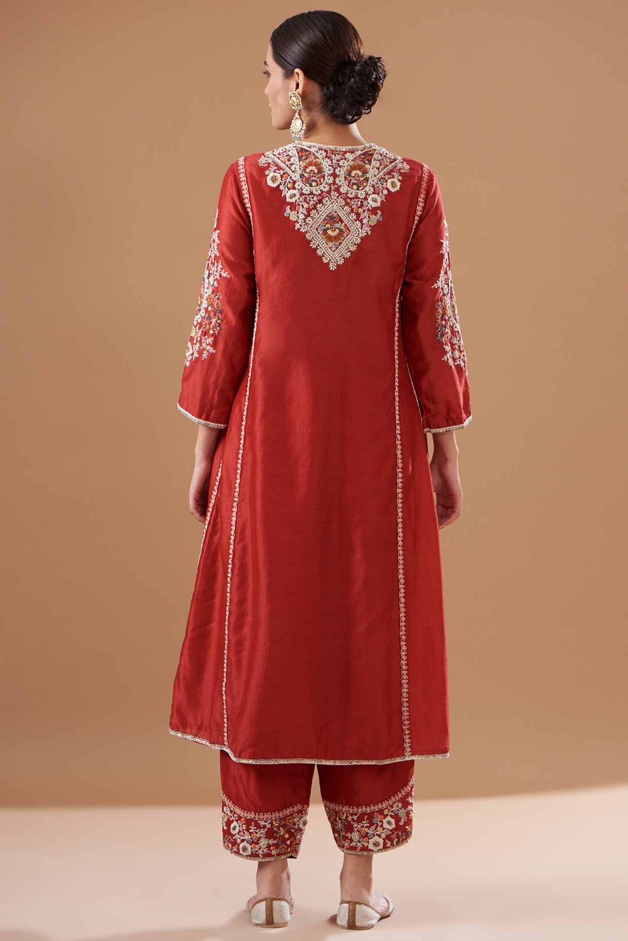 Red Chanderi Kurta Set