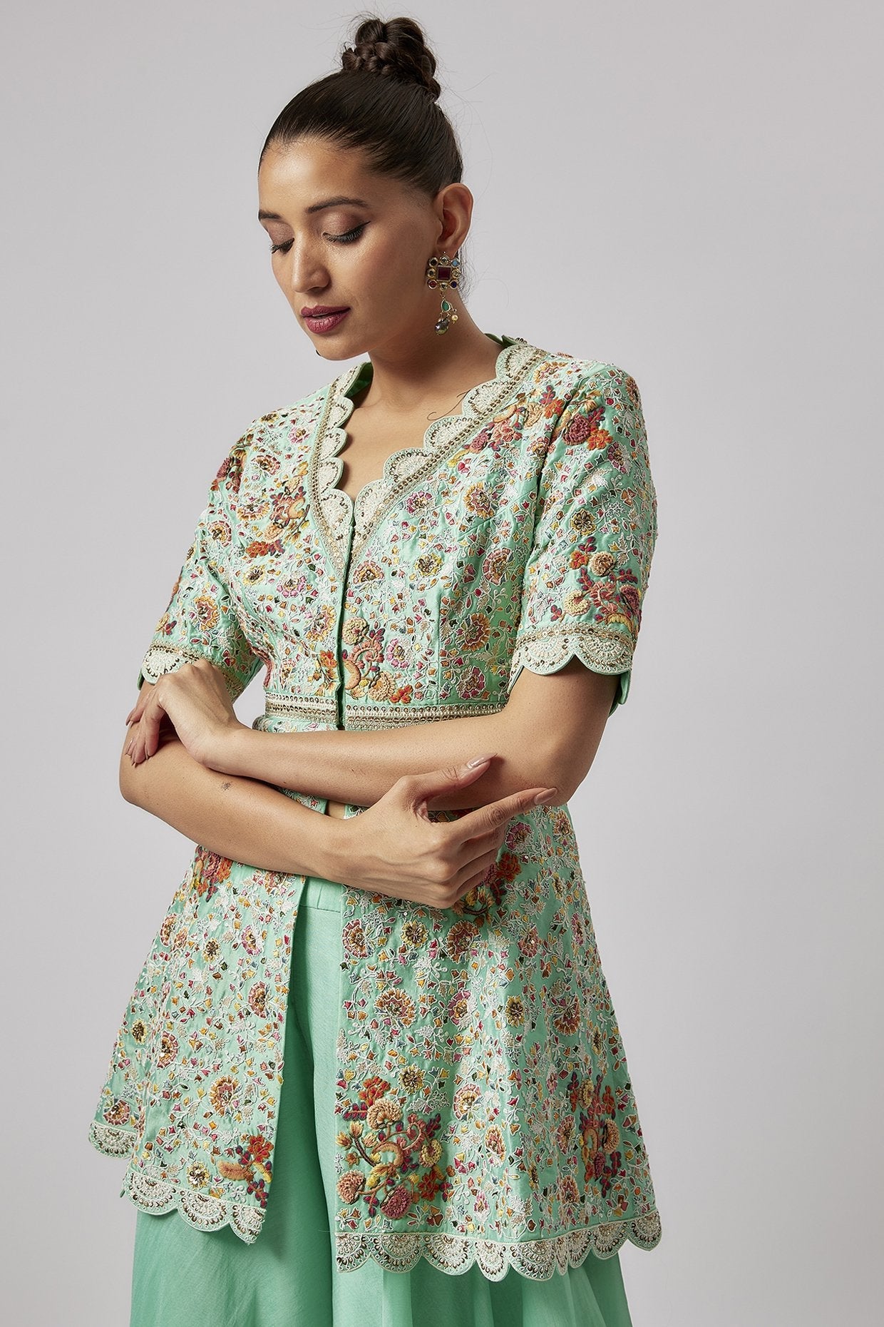 Mint Green Organza Sharara Set