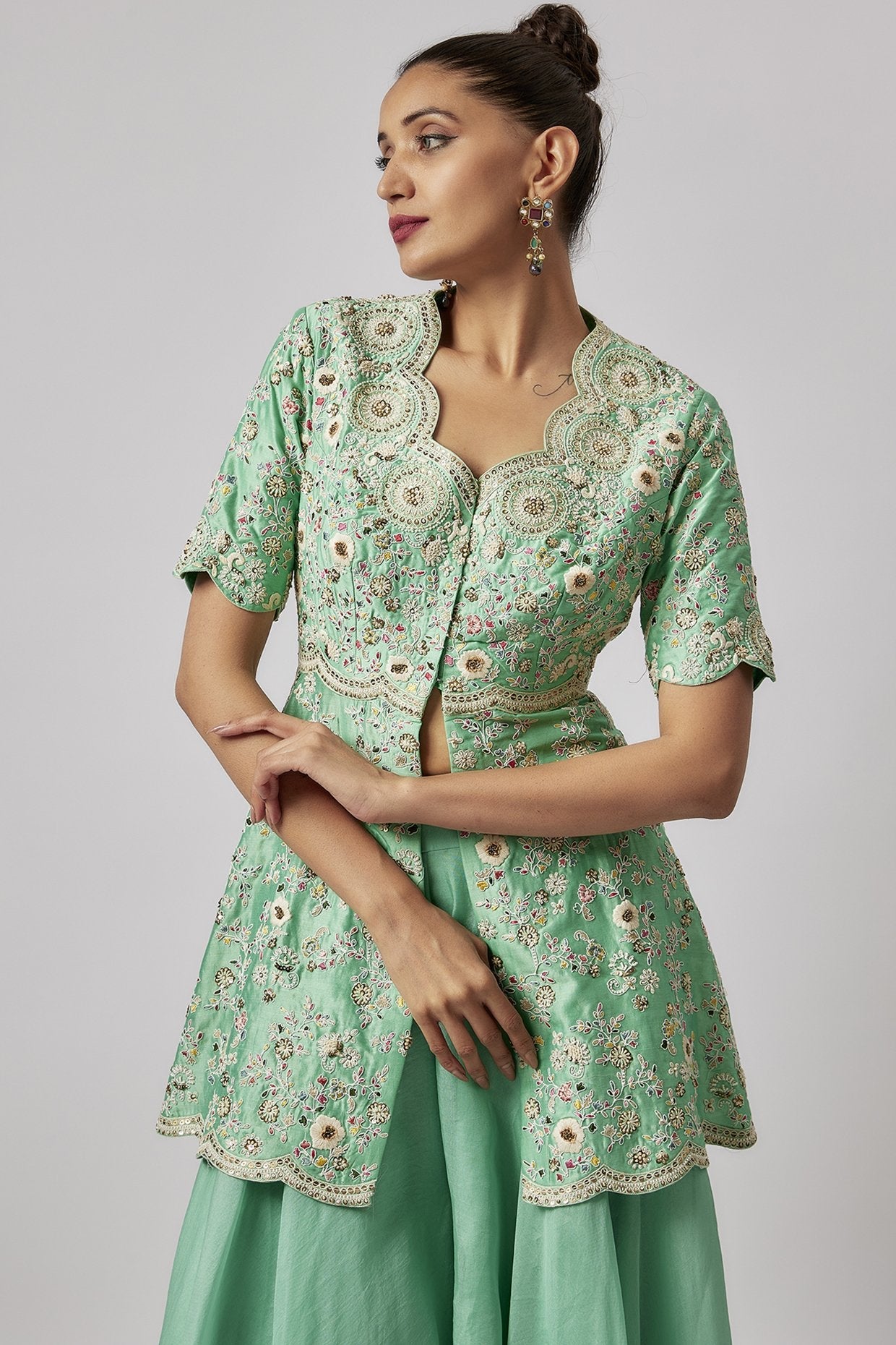 Mint Green Organza Sharara Set