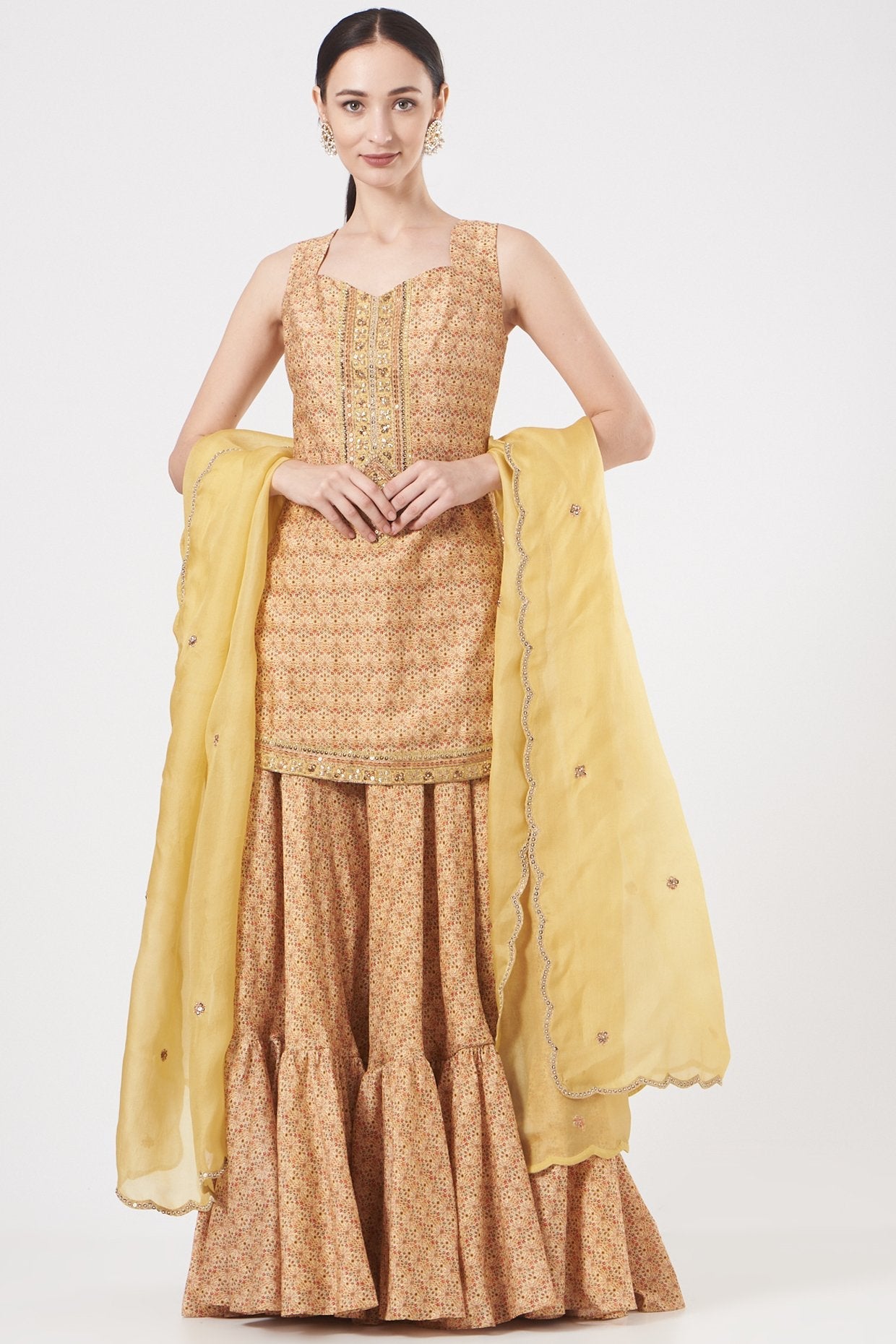 Yellow Chanderi Sharara Set