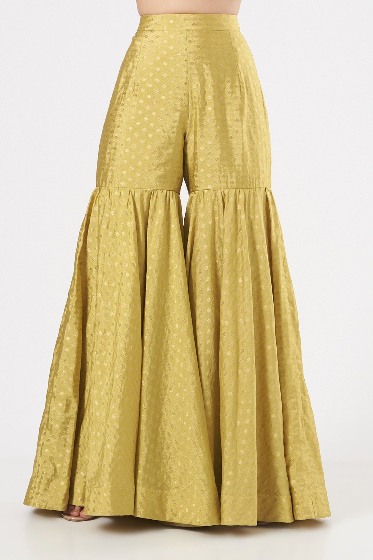 Yellow Brocade Sharara Set