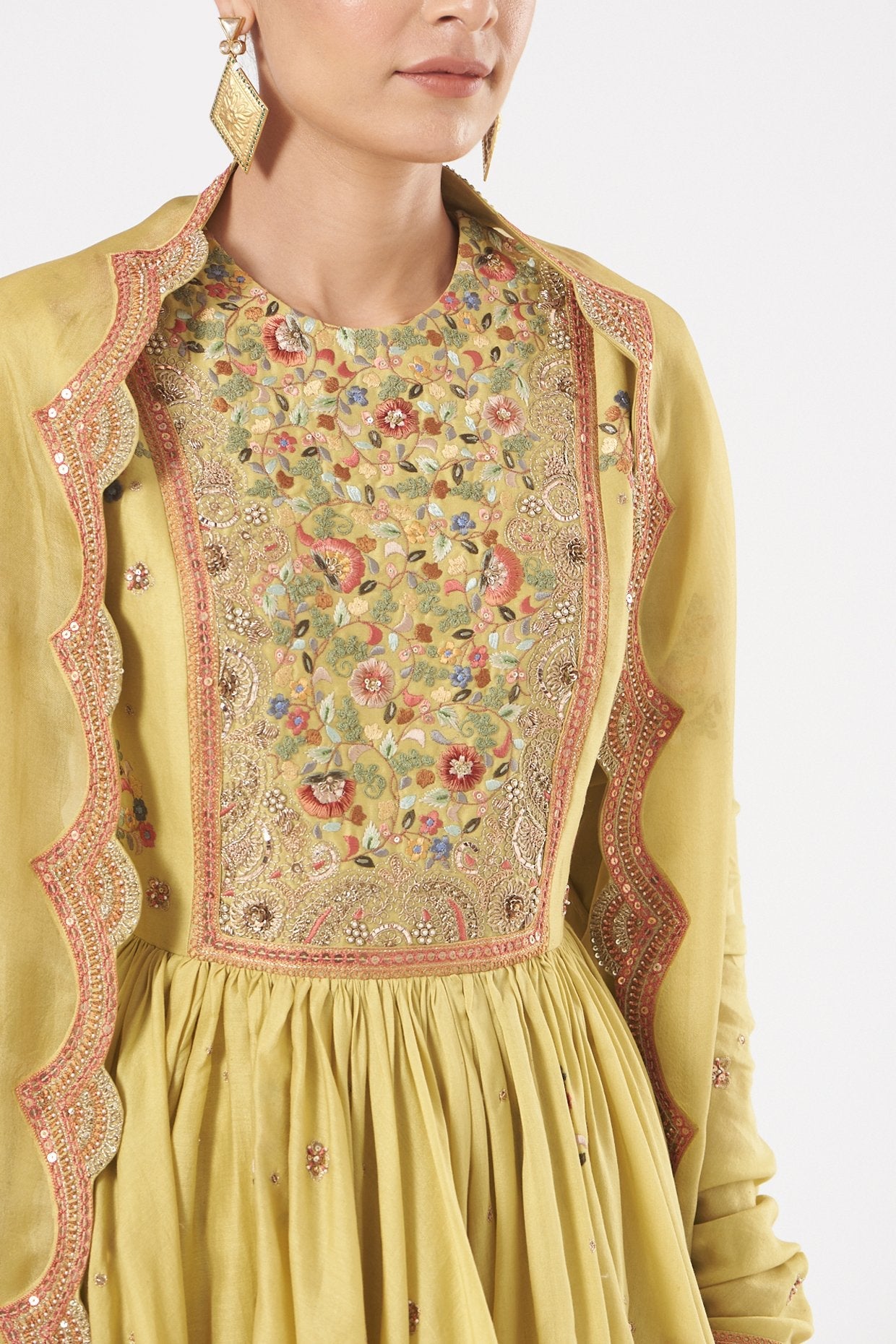 Yellow Brocade Sharara Set