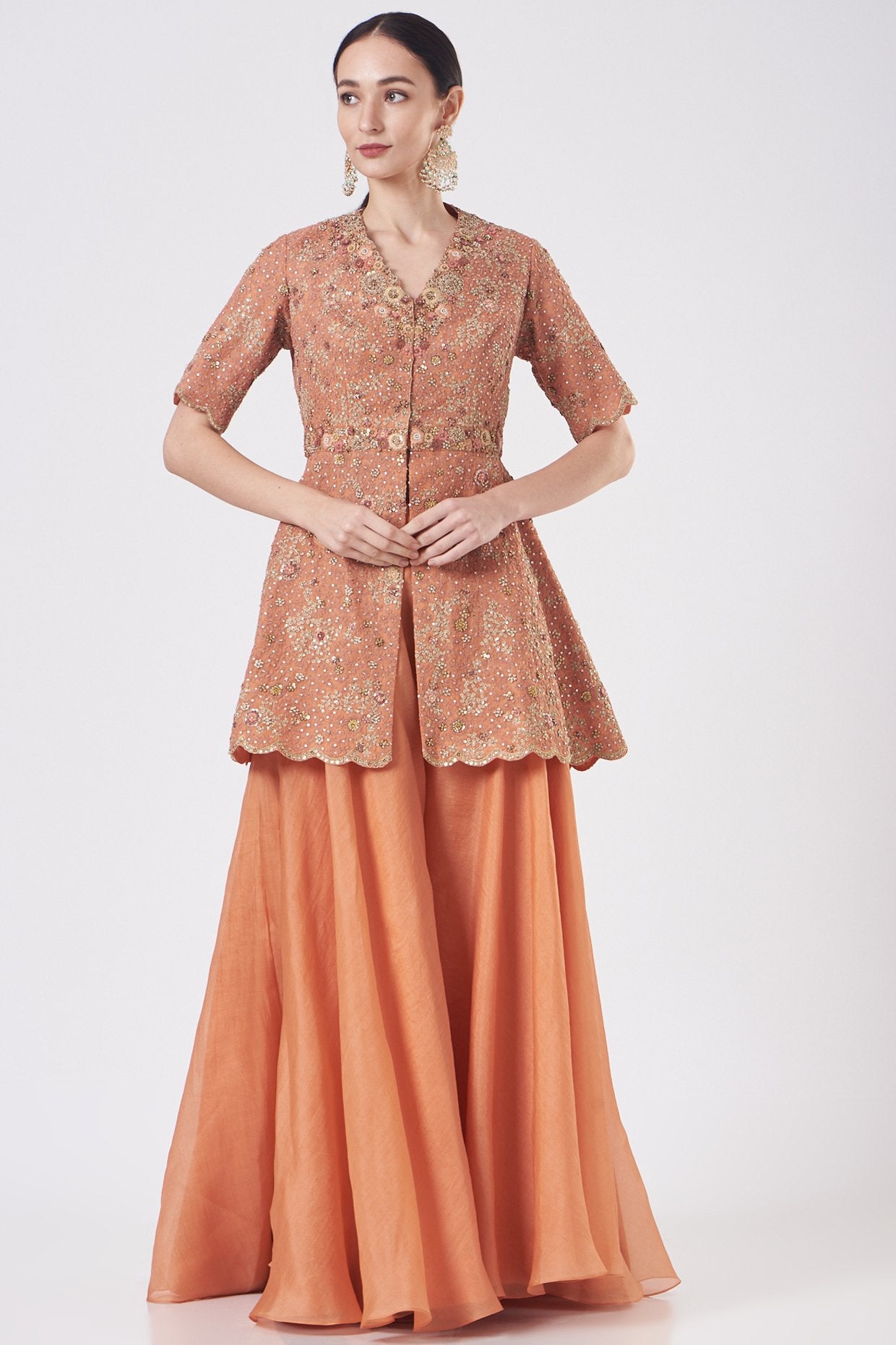 Orange Organza Sharara Set