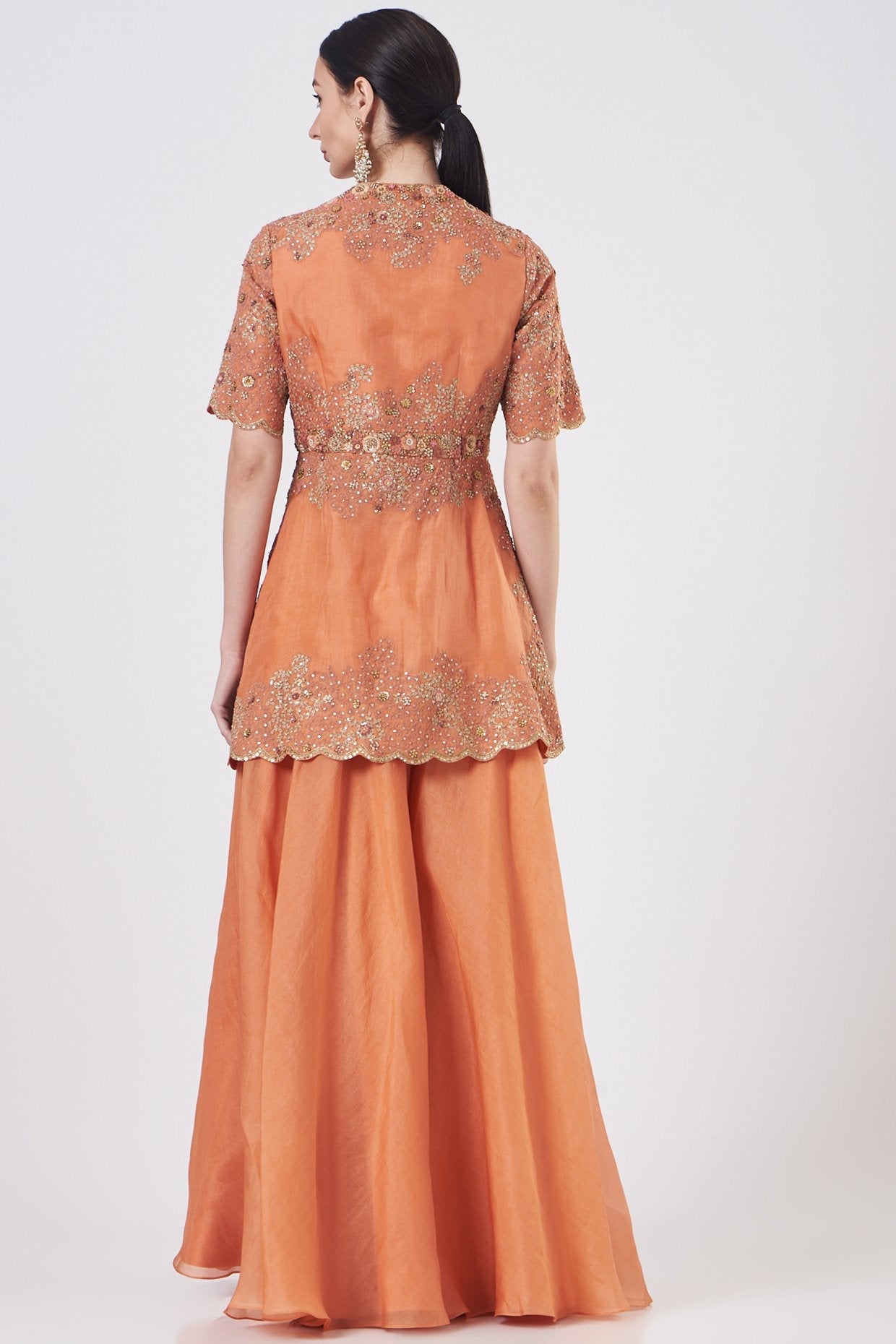 Orange Organza Sharara Set