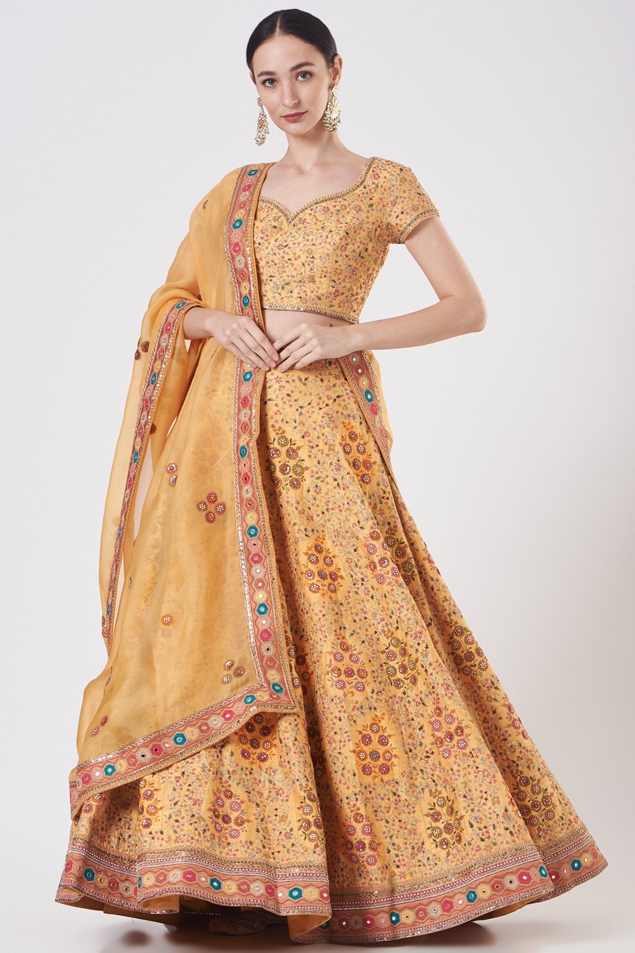 Yellow Embroidered Lehenga Set