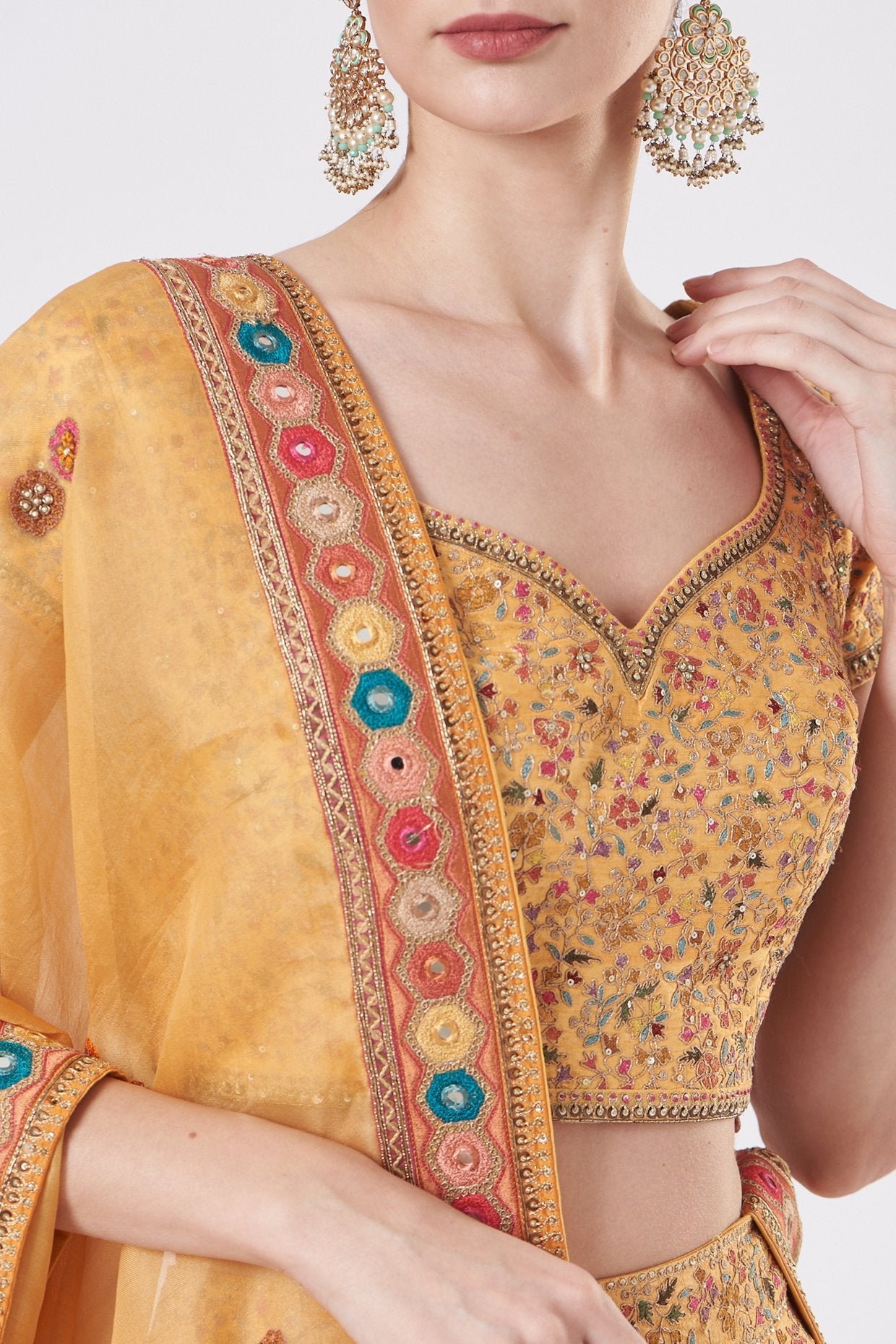 Yellow Embroidered Lehenga Set