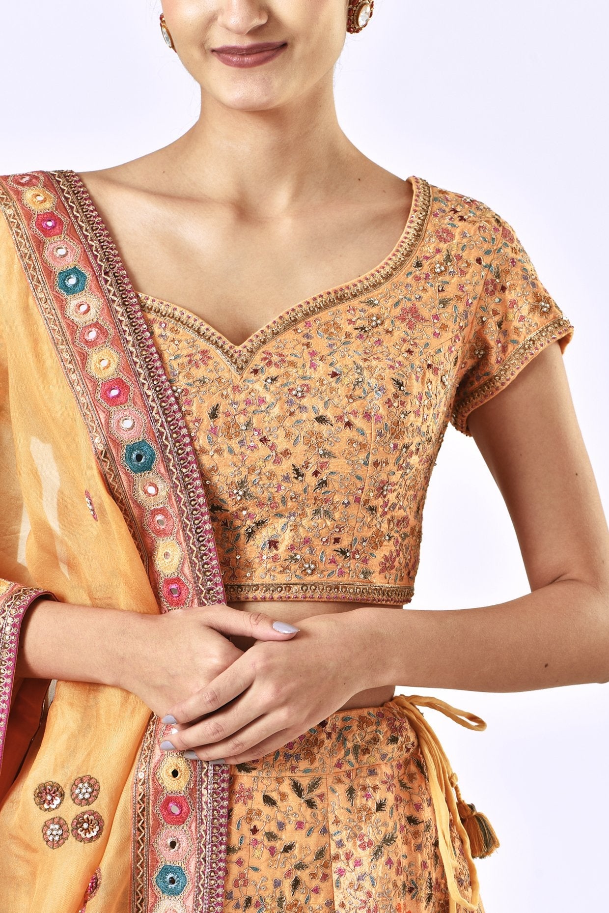 Yellow Dupion Lehenga Set