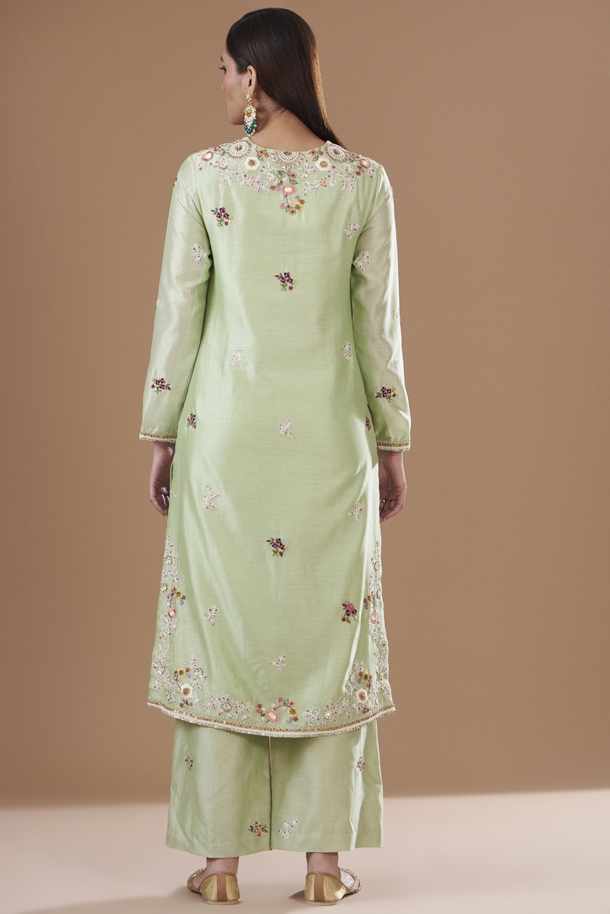 Green Chanderi Kurta Set