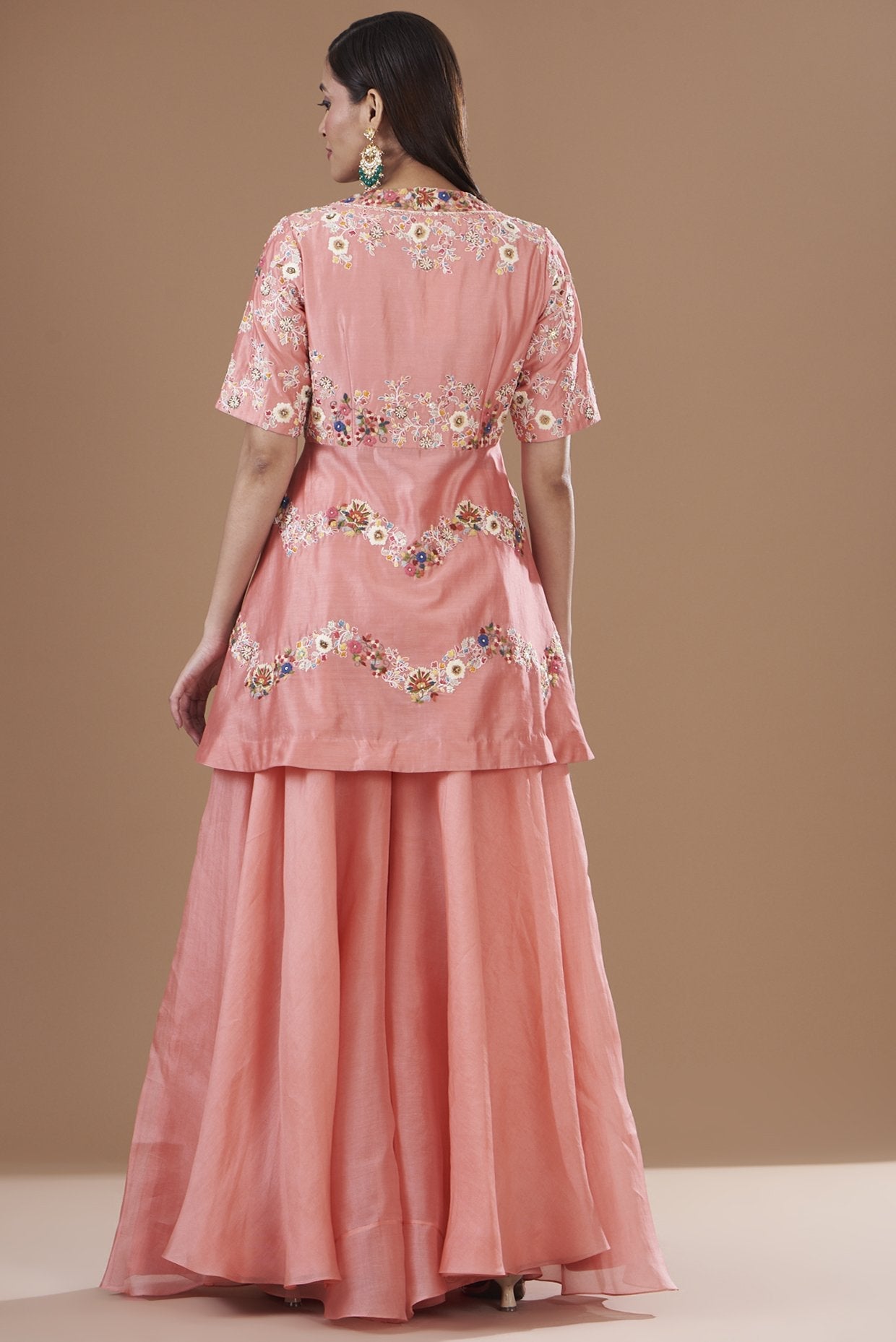 Peach Organza Sharara Set