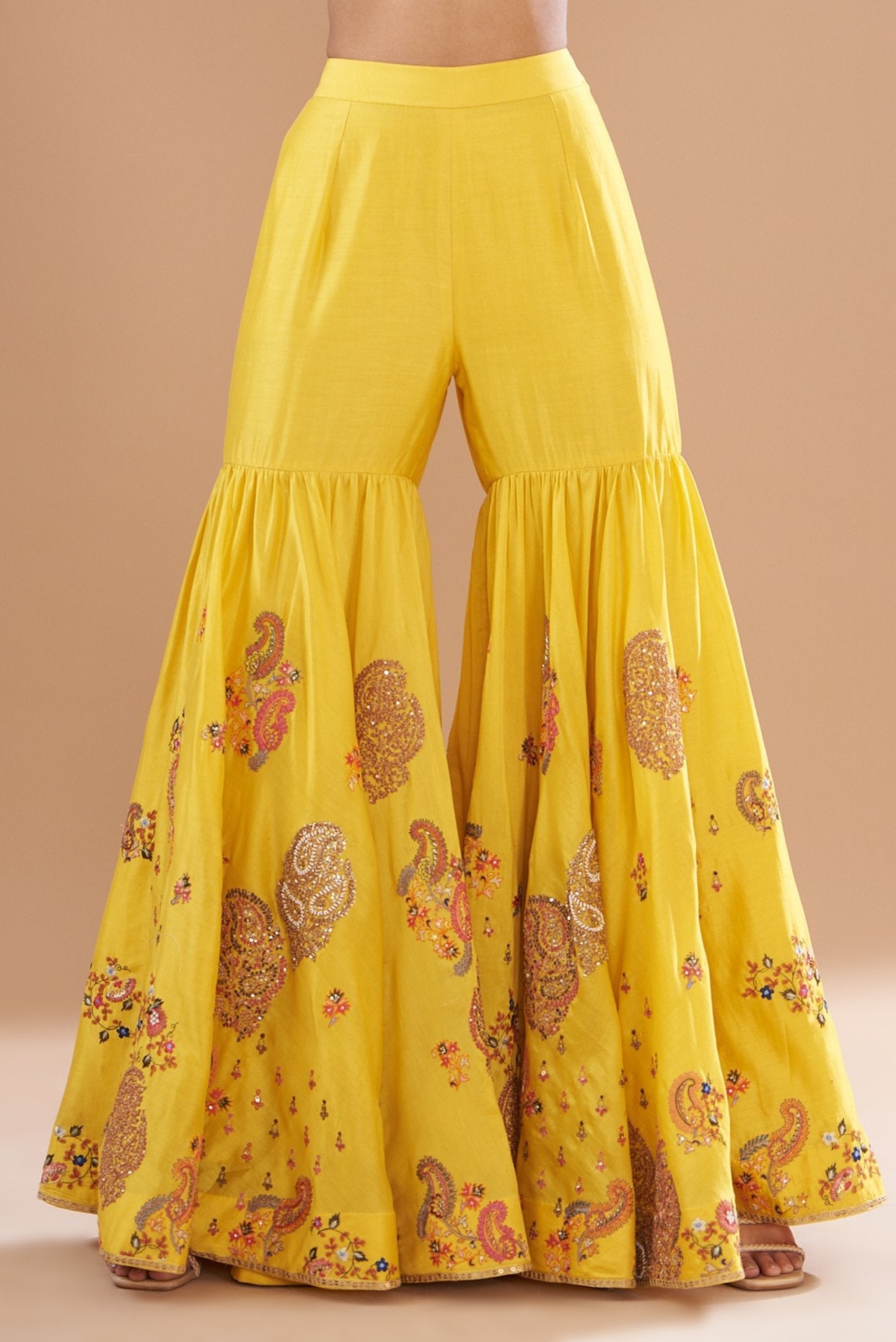 Yellow Chanderi Anarkali Set