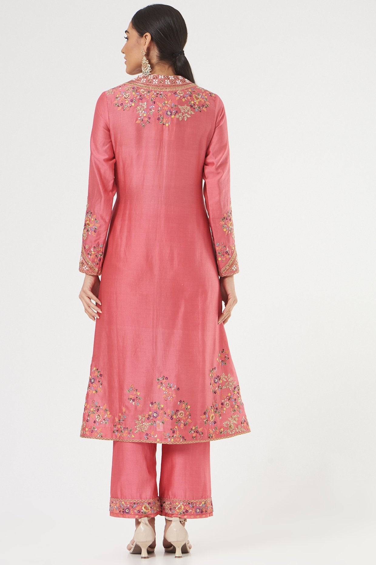 Pink Chanderi Kurta Set