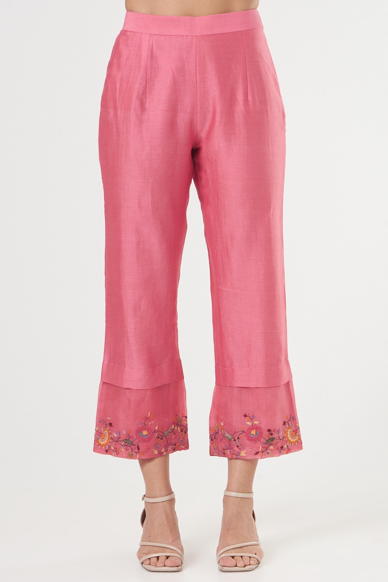 Pink Chanderi Asymmetrical Kurta Set