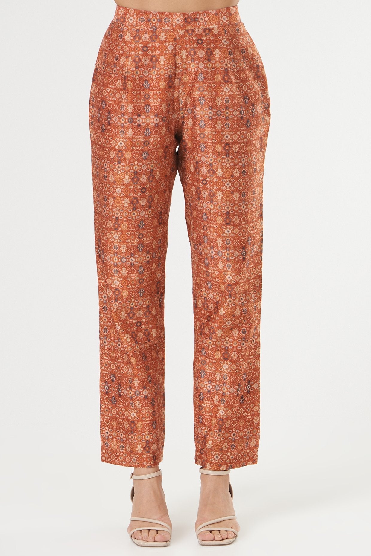 Brick Red Printed Cape Set