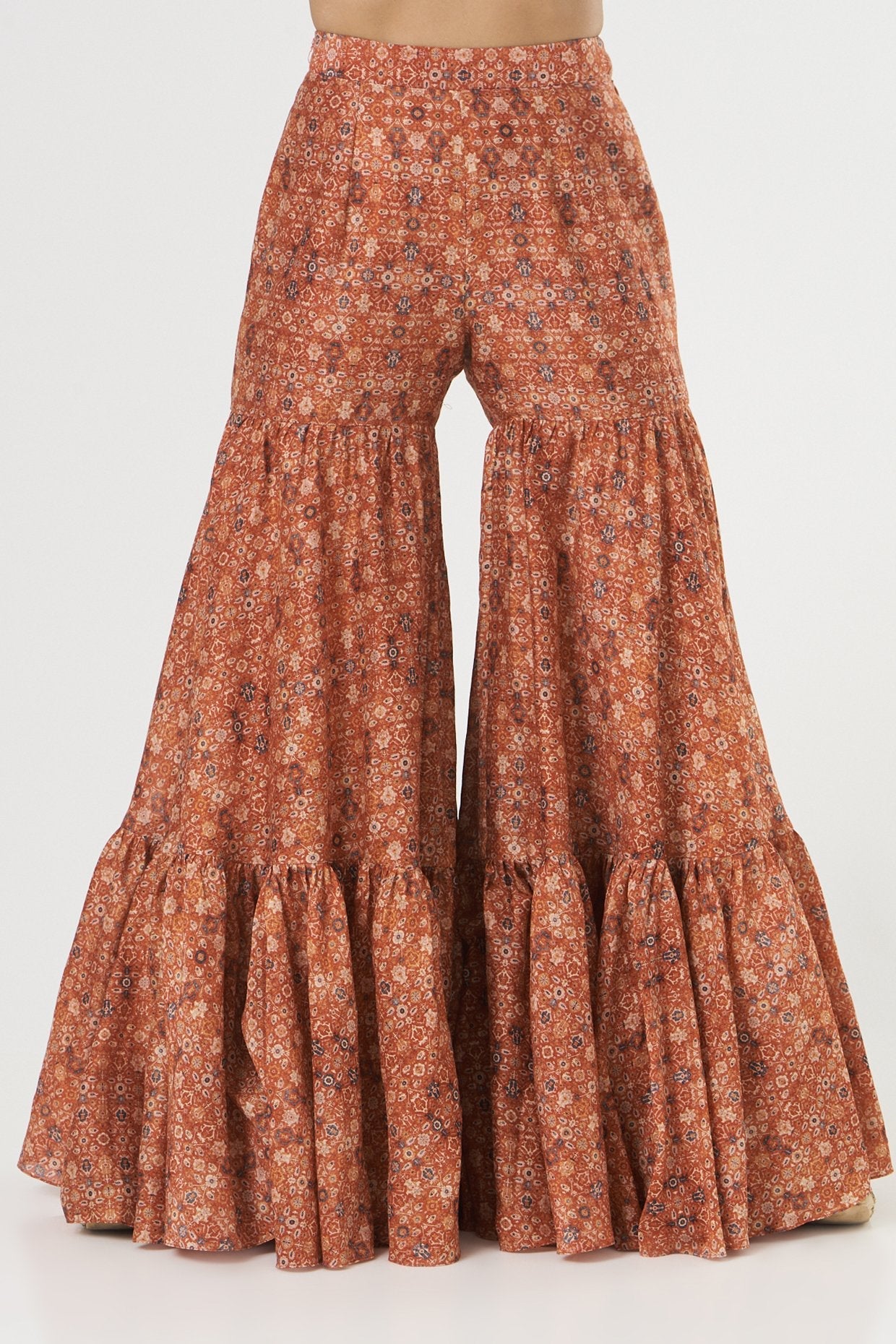 Brick Red Chanderi Sharara Set