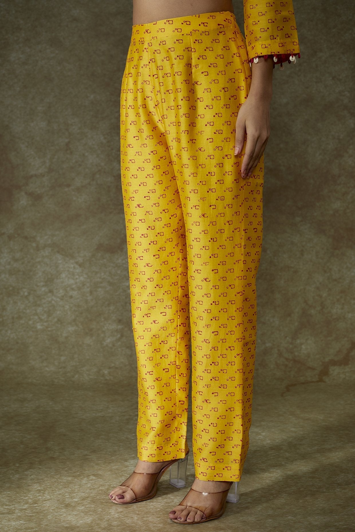 Yellow Chanderi Bandhani Printed Kurta Set