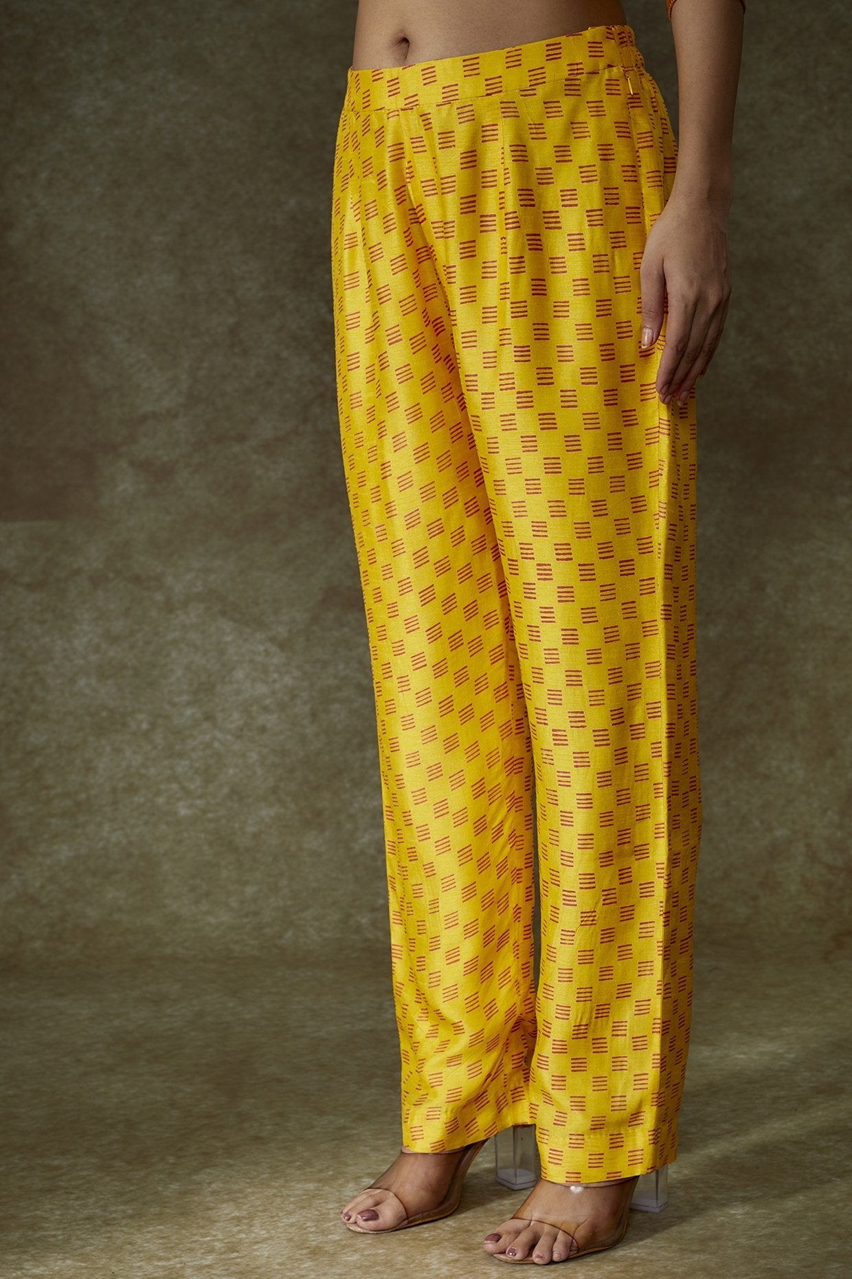 Yellow Satin Bandhani Printed Kurta Set