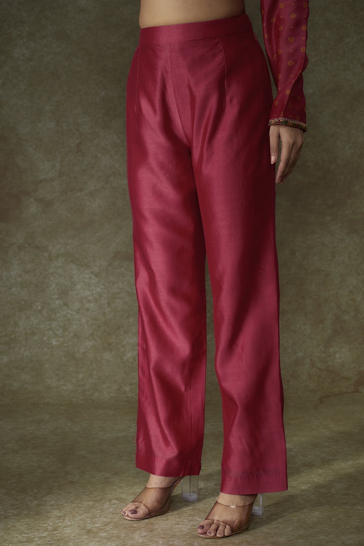 Red Chanderi Bandhani Printed Kurta Set