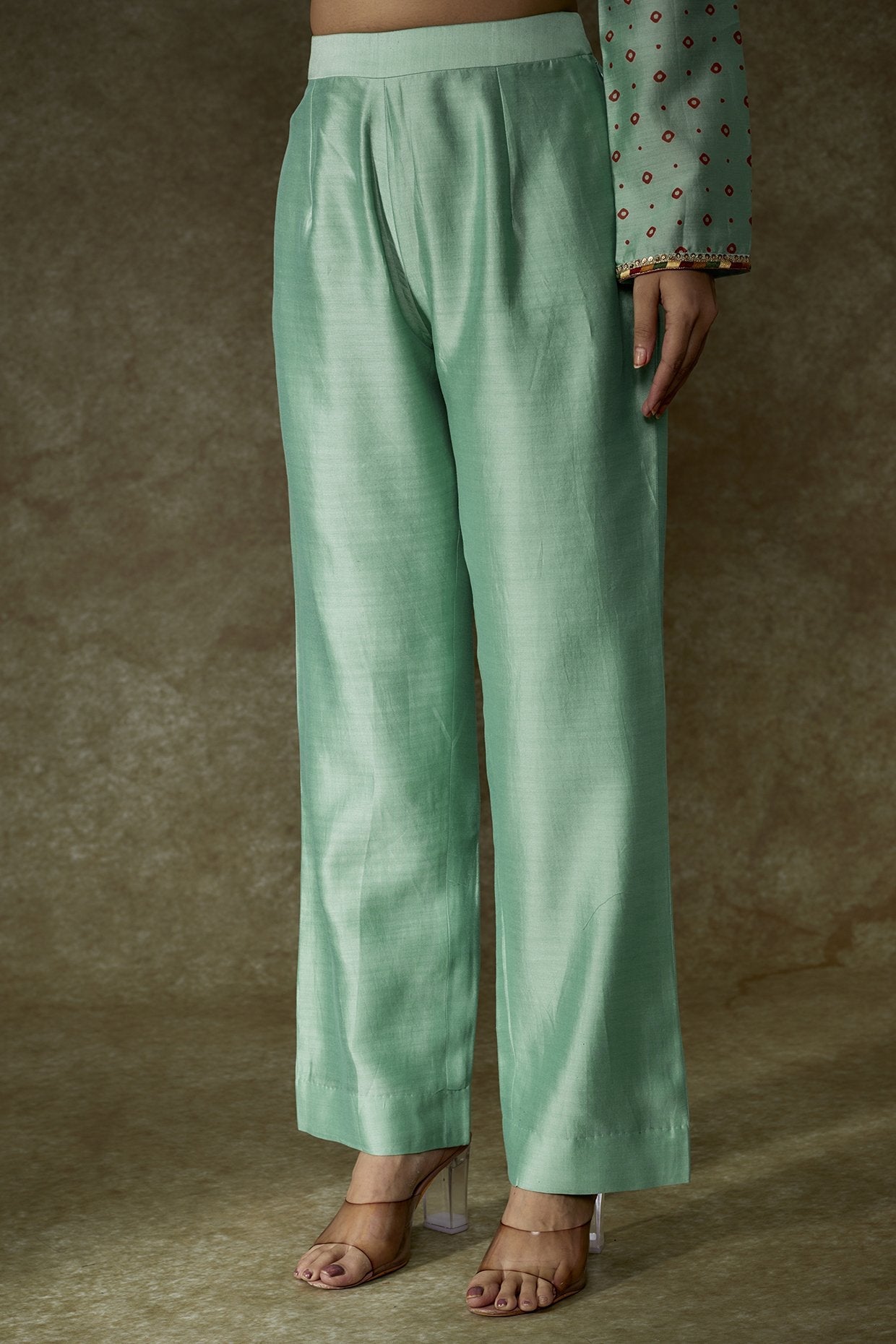 Turquoise Chanderi Bandhani Printed Kurta Set