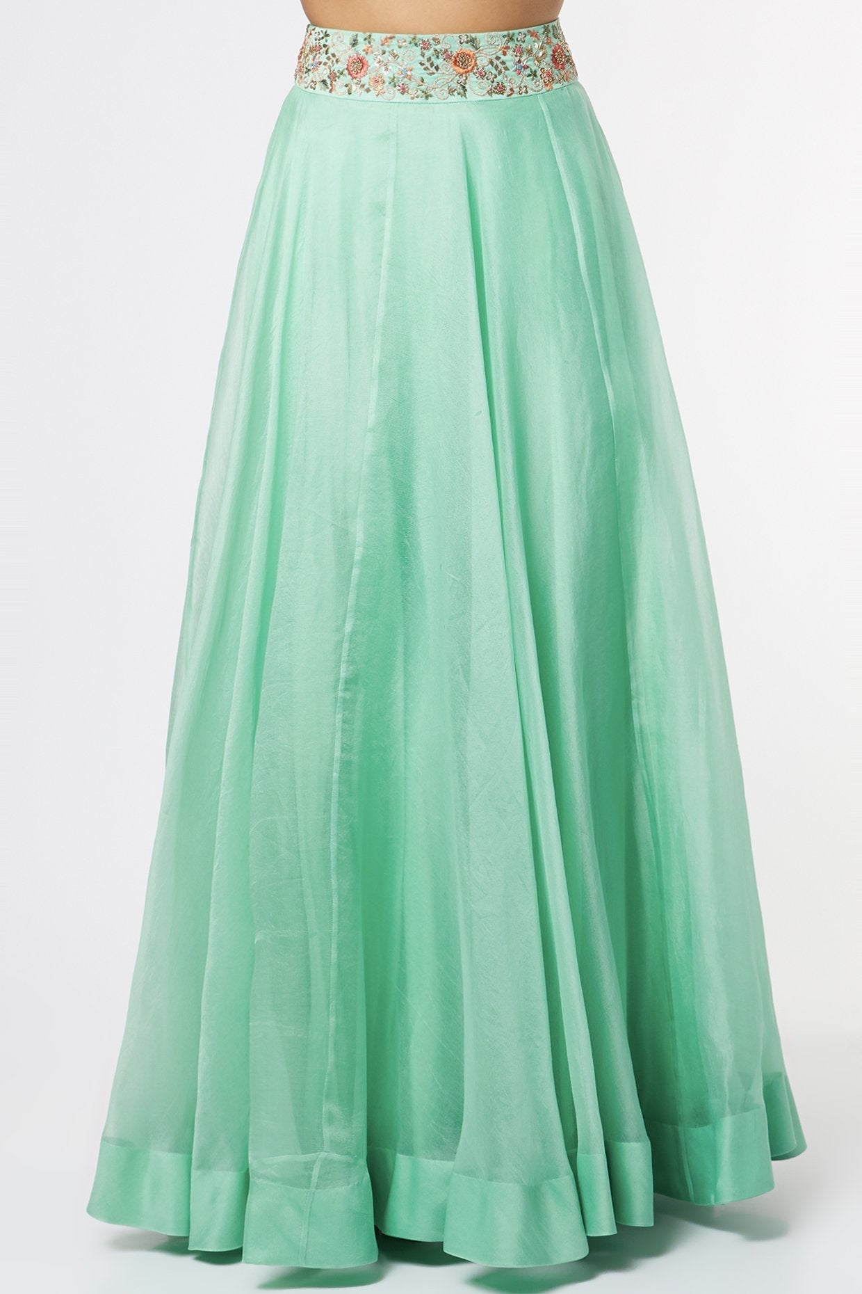 English Blue Embroidered Lehenga Set