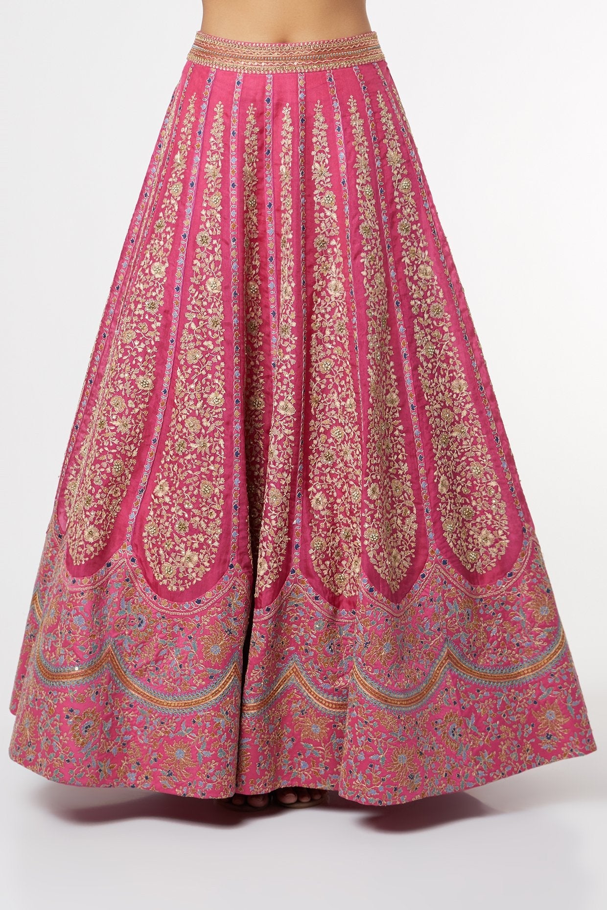 Pink Zari Embroidered Lehenga Set