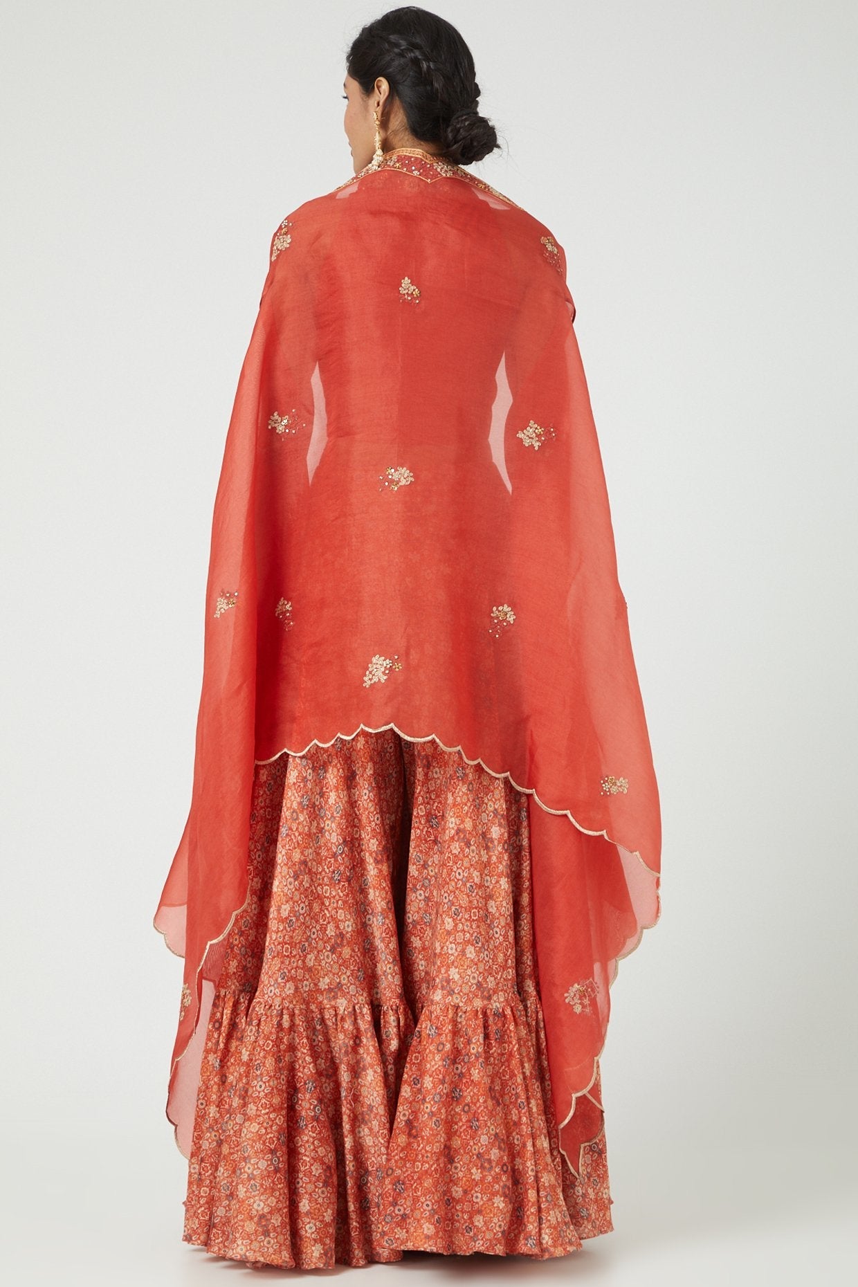 Red Printed Sharara Set