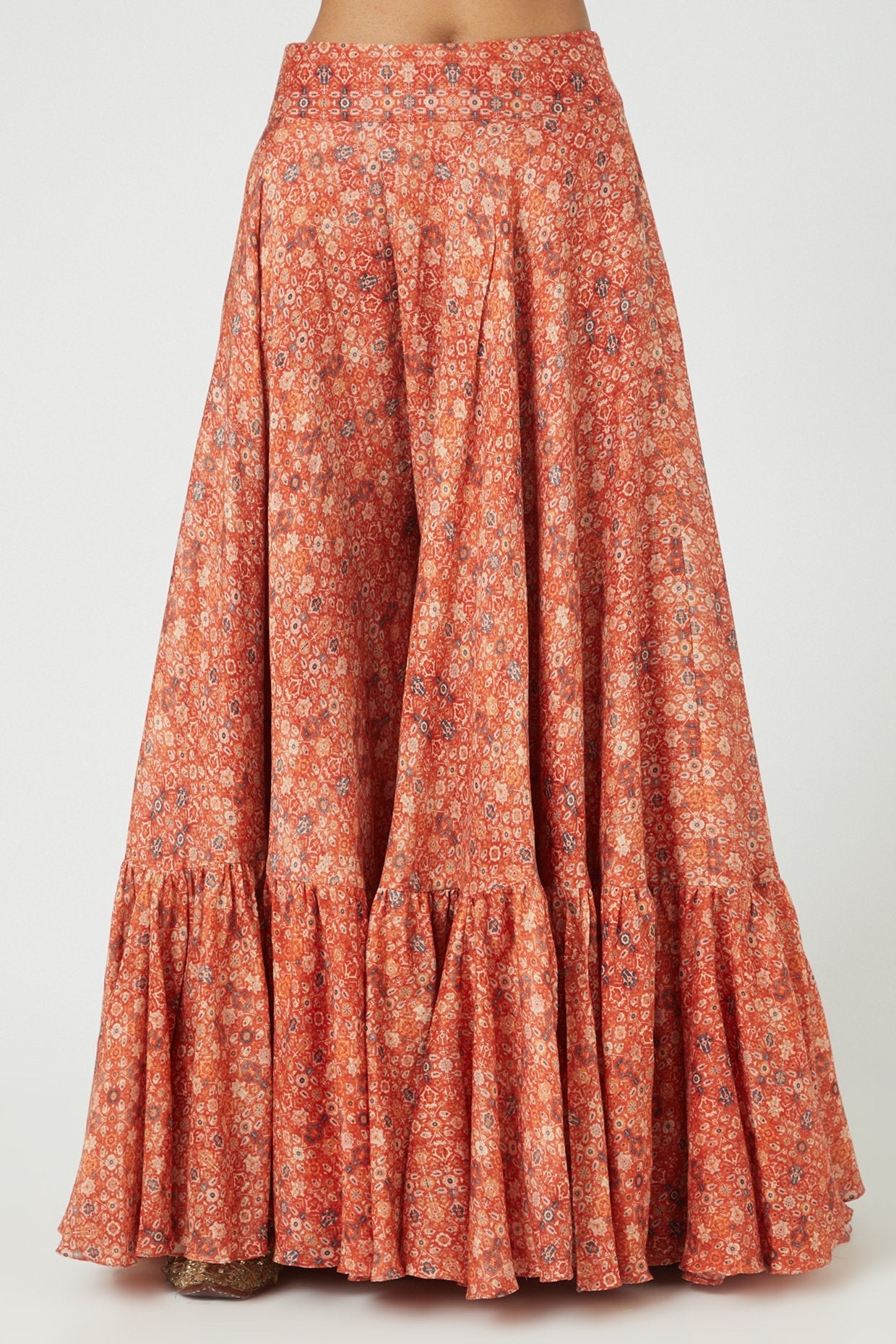 Red Printed Sharara Set