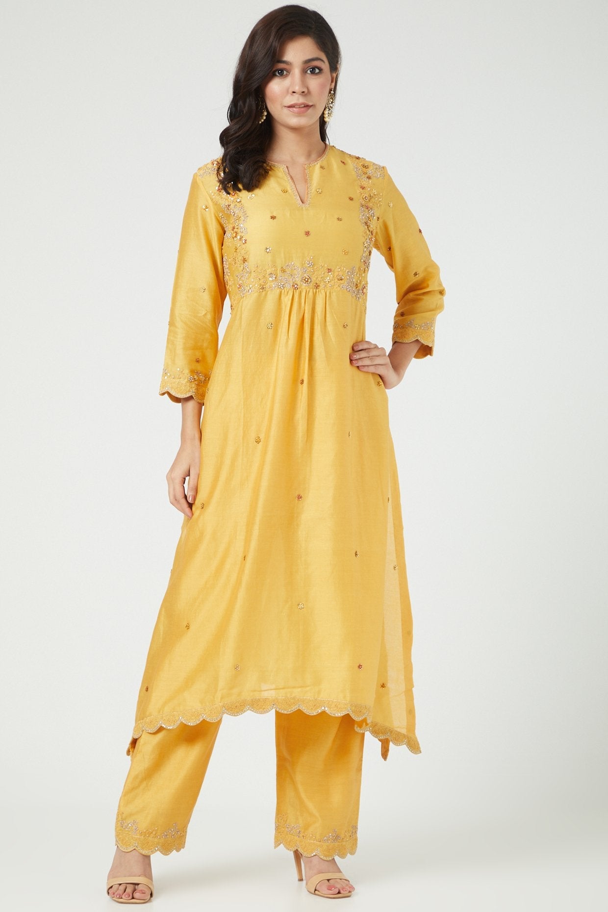 Yellow Embroidered Kurta Set