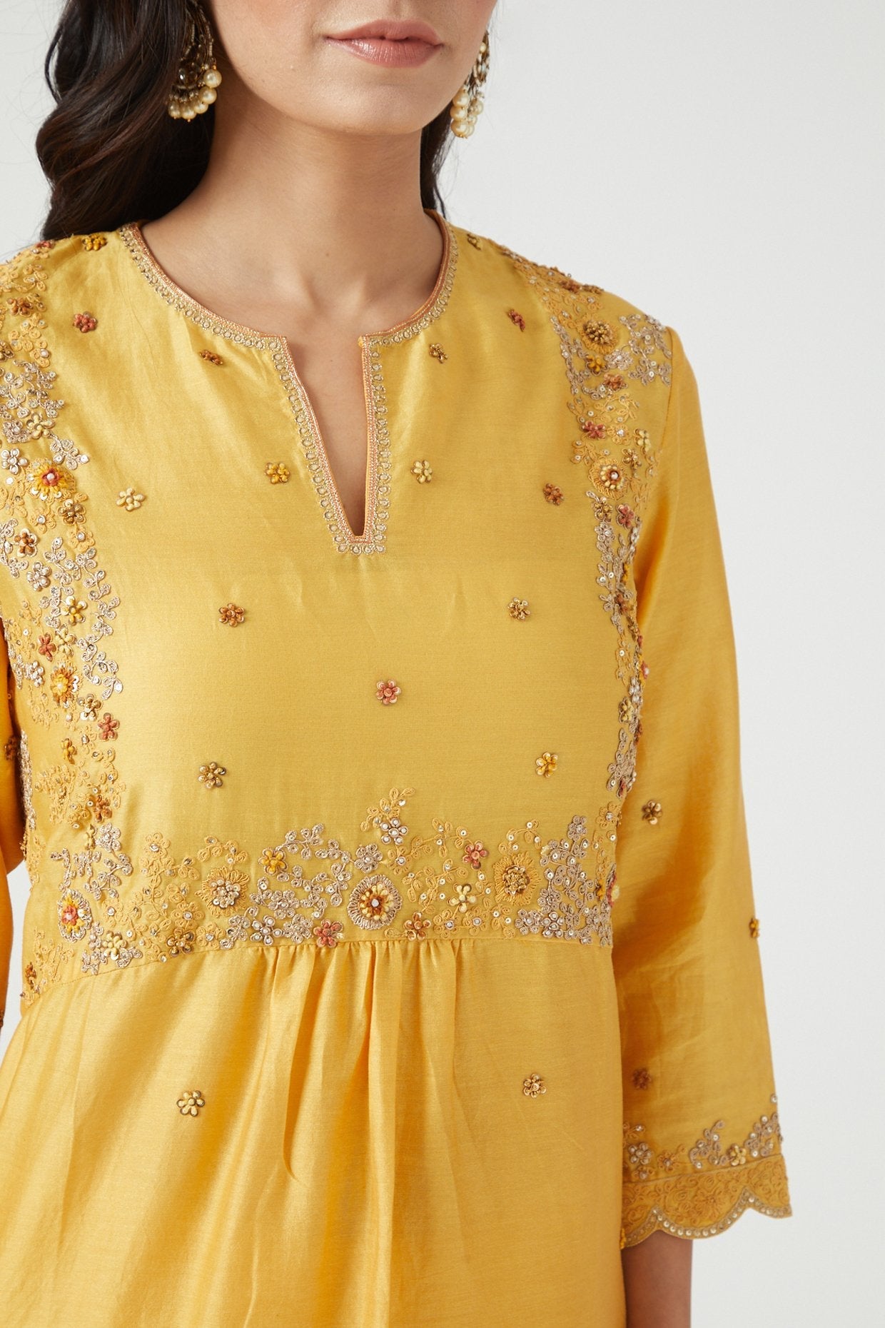 Yellow Embroidered Kurta Set