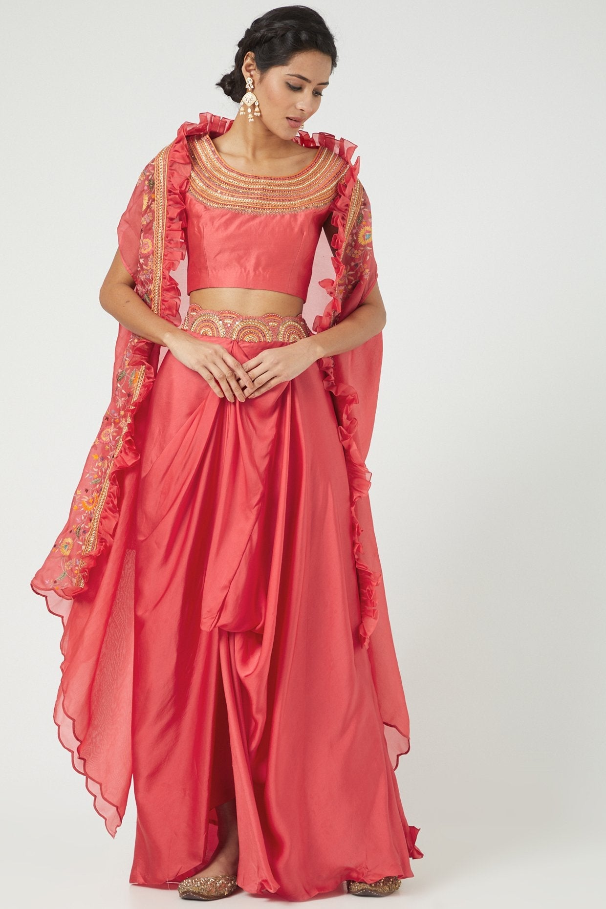 Pink Satin Skirt Set