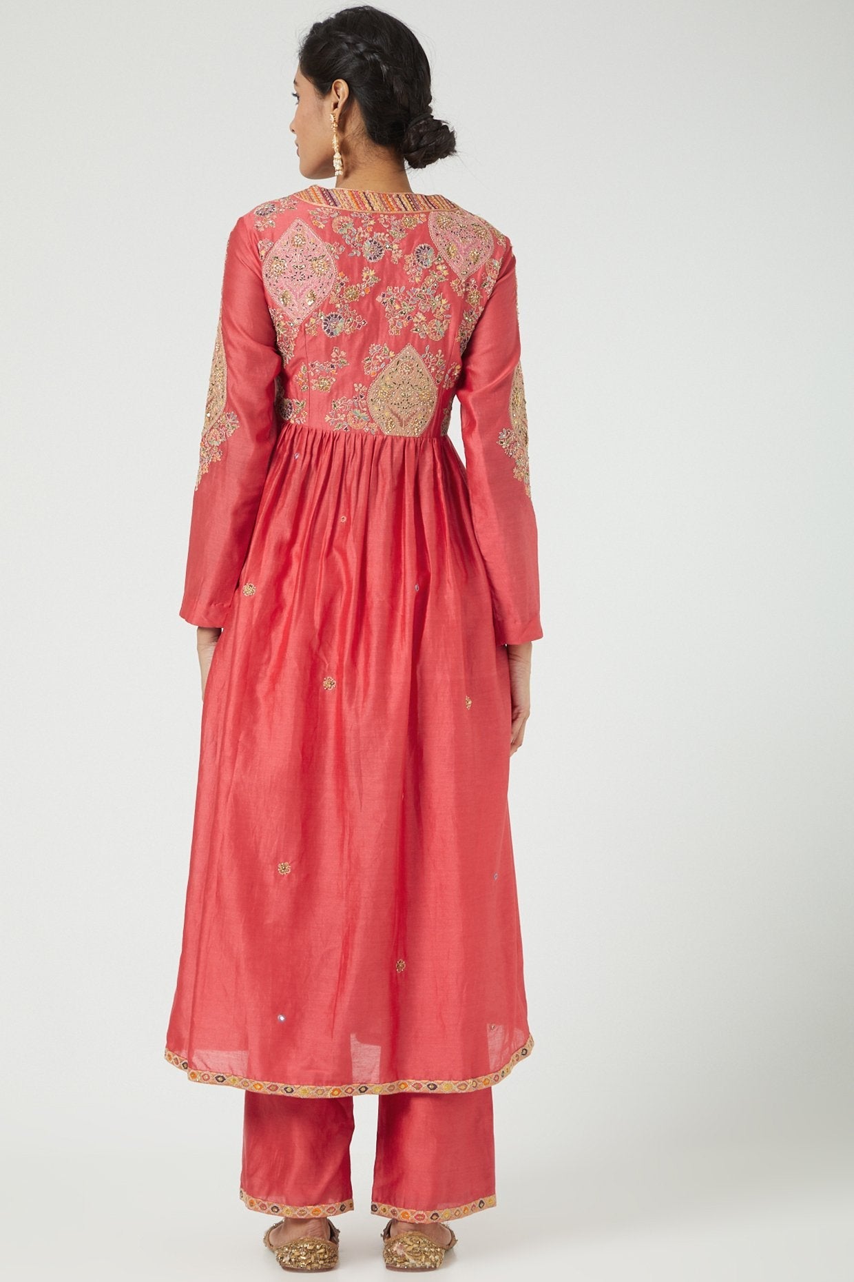 Pink Gathered Kurta Set