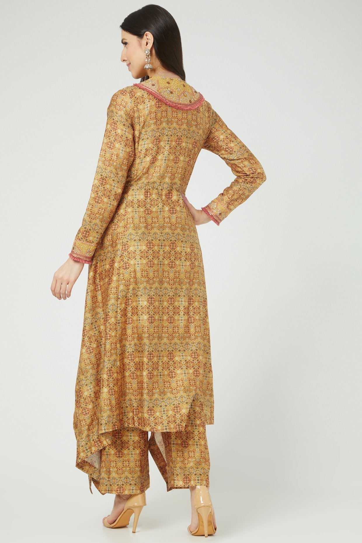Mustard Printed Kurta Set