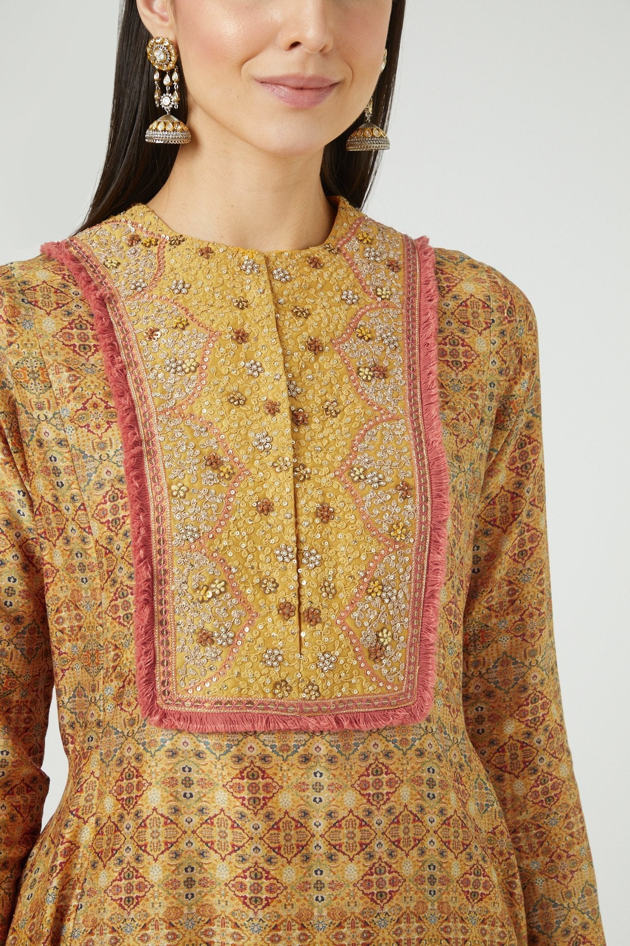 Mustard Printed Kurta Set