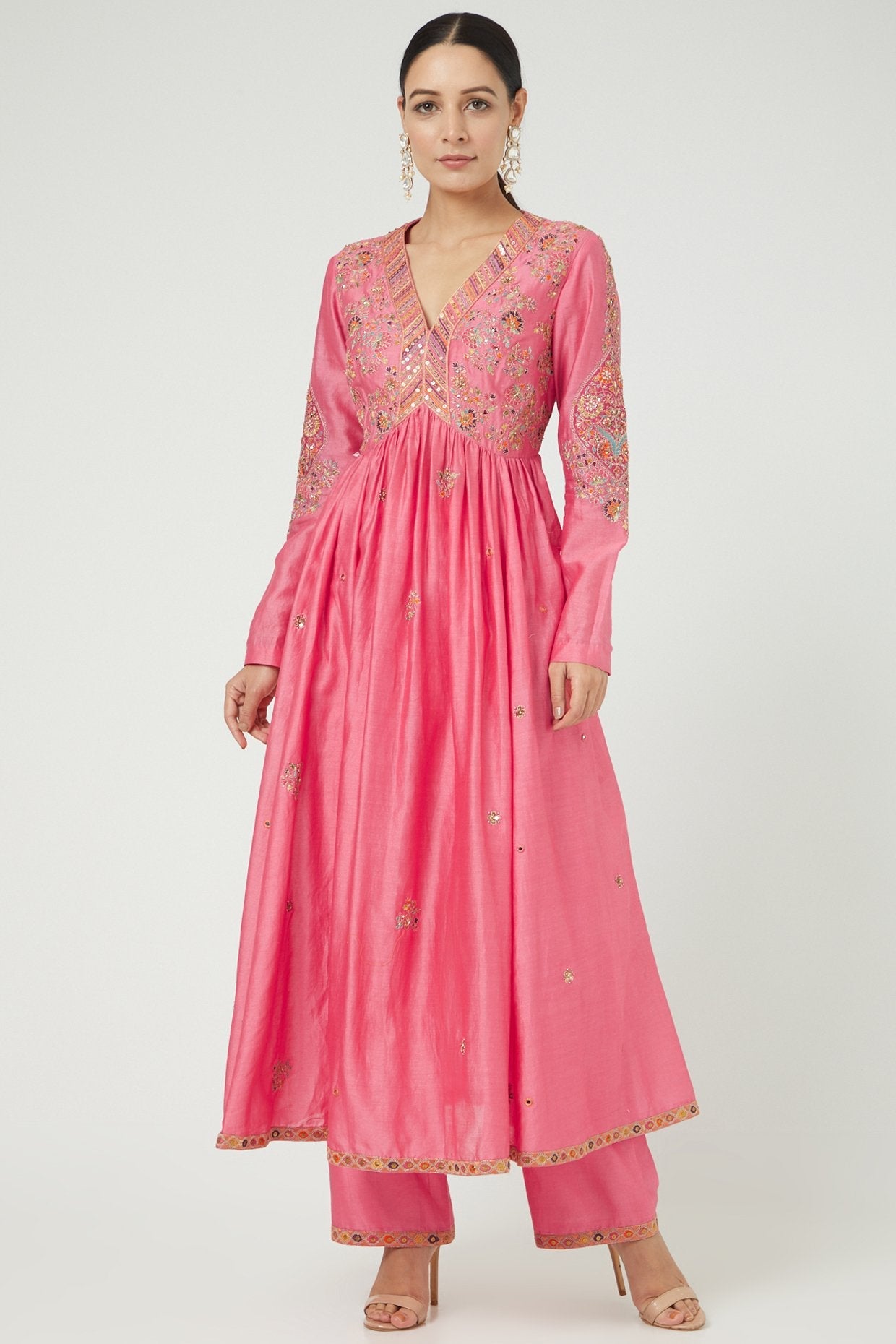 Pink Chanderi Kurta Set