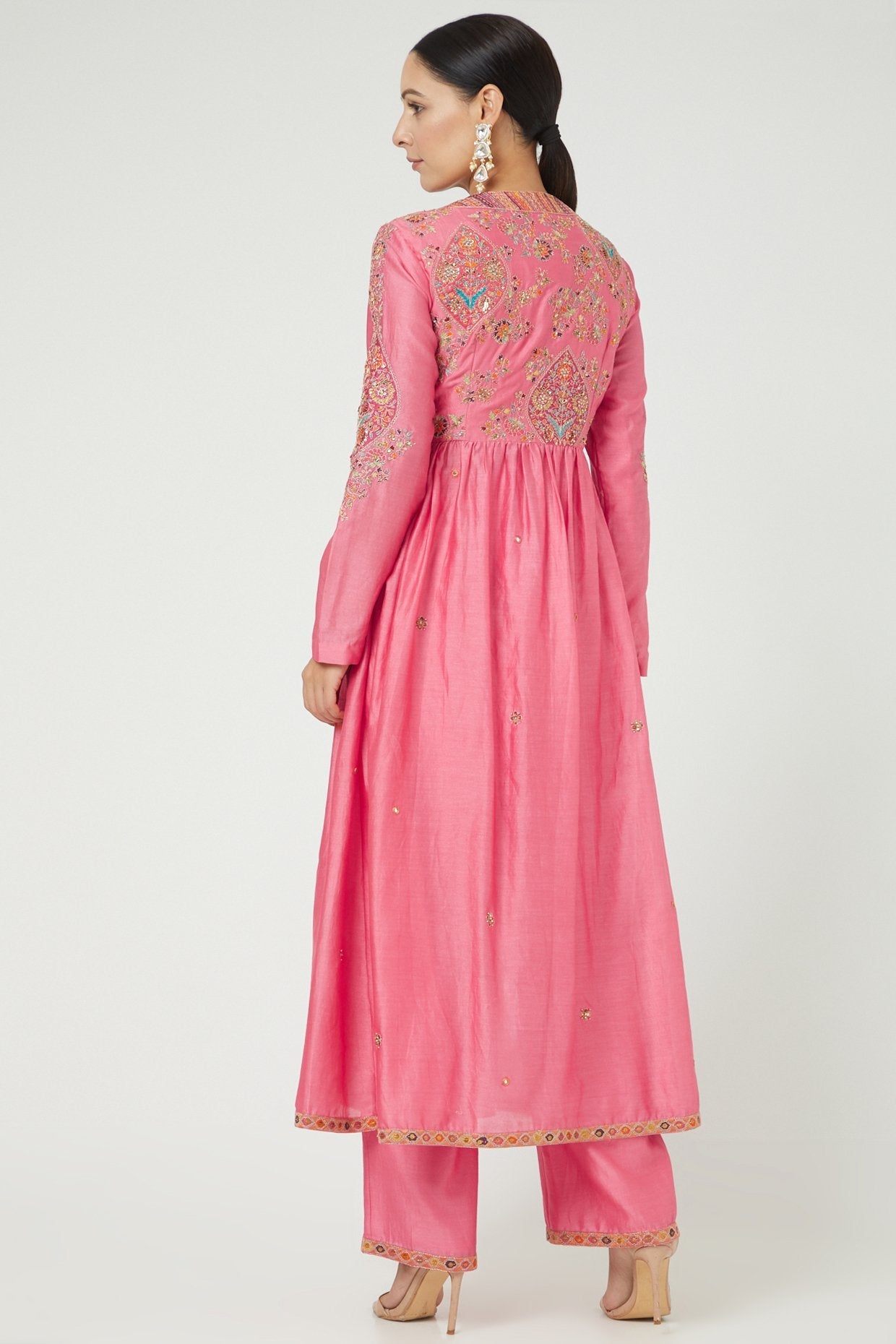 Pink Chanderi Kurta Set
