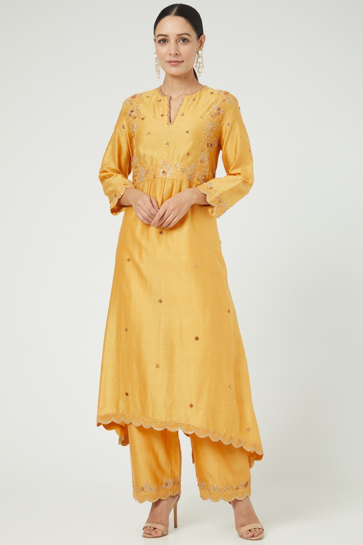 Yellow Embroidered Kurta Set
