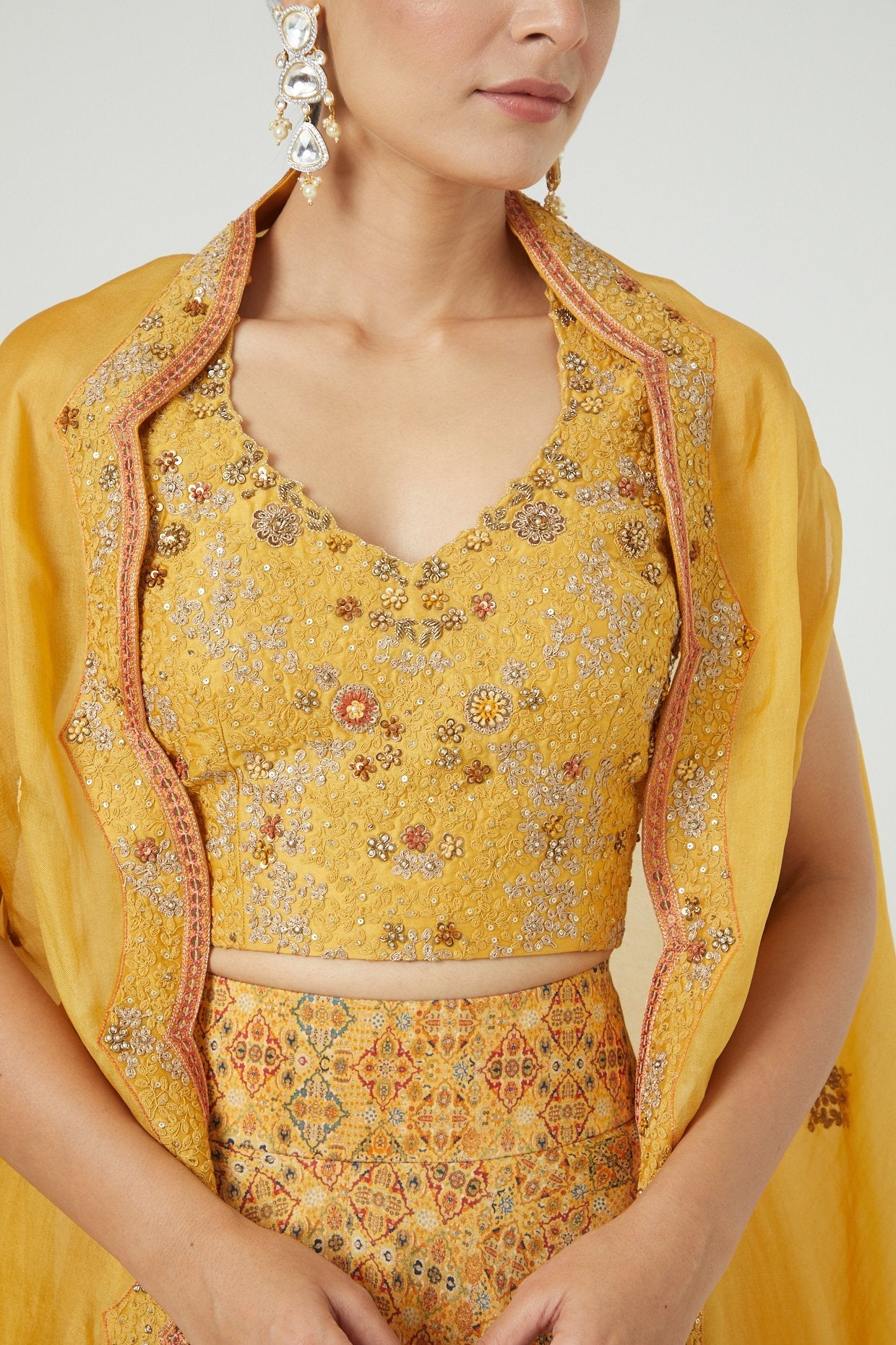 Mustard Printed Sharara Set