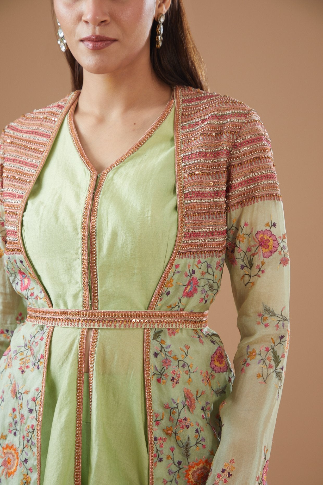 Green Chanderi Silk Sharara Set